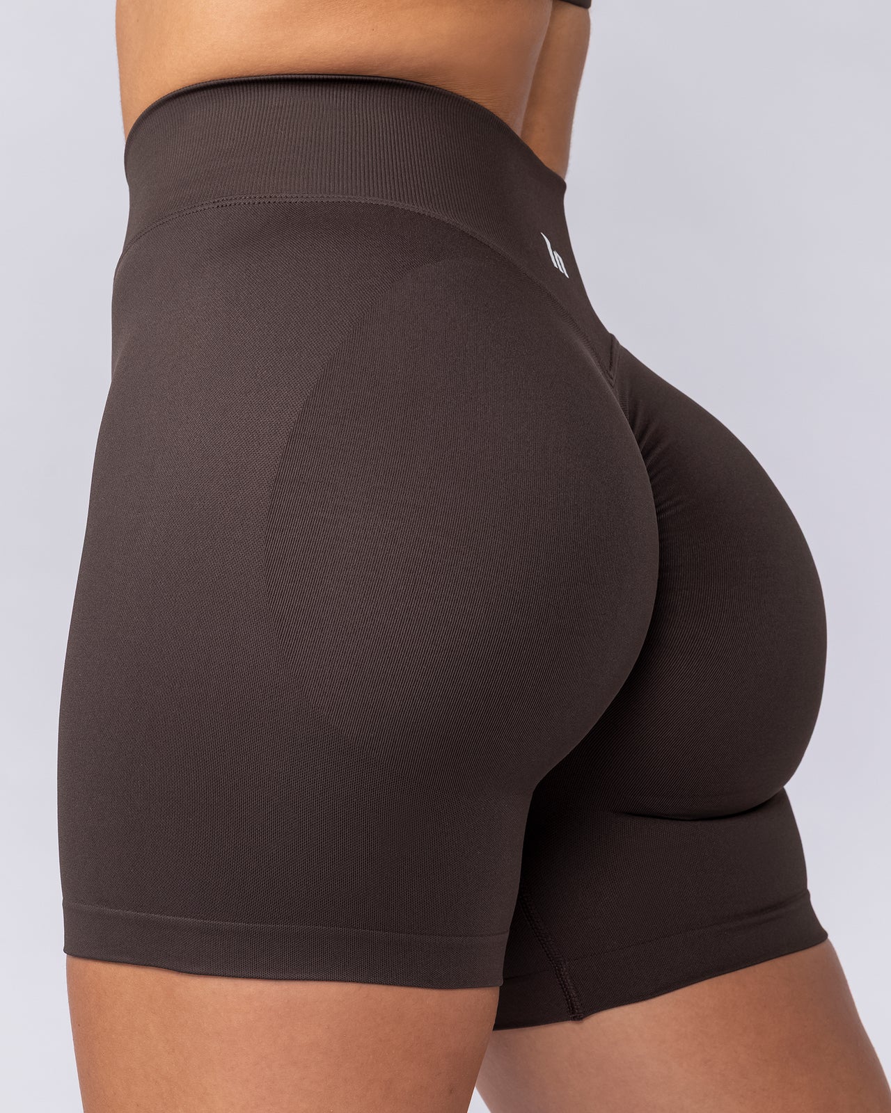 Sculpt Seamless Midway Shorts Cocoa - Muscle Nation women's gym shorts, view 4
