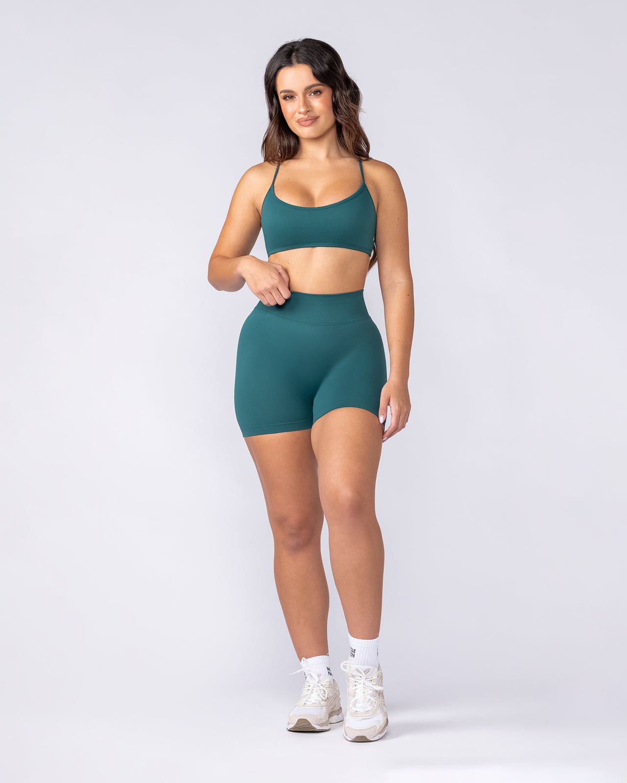 Sculpt Seamless Midway Shorts Dark Jade - Muscle Nation women's gym shorts, view 6