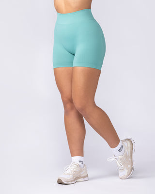 Sculpt Seamless Midway Shorts Green Coral - Muscle Nation women's gym shorts, view 2