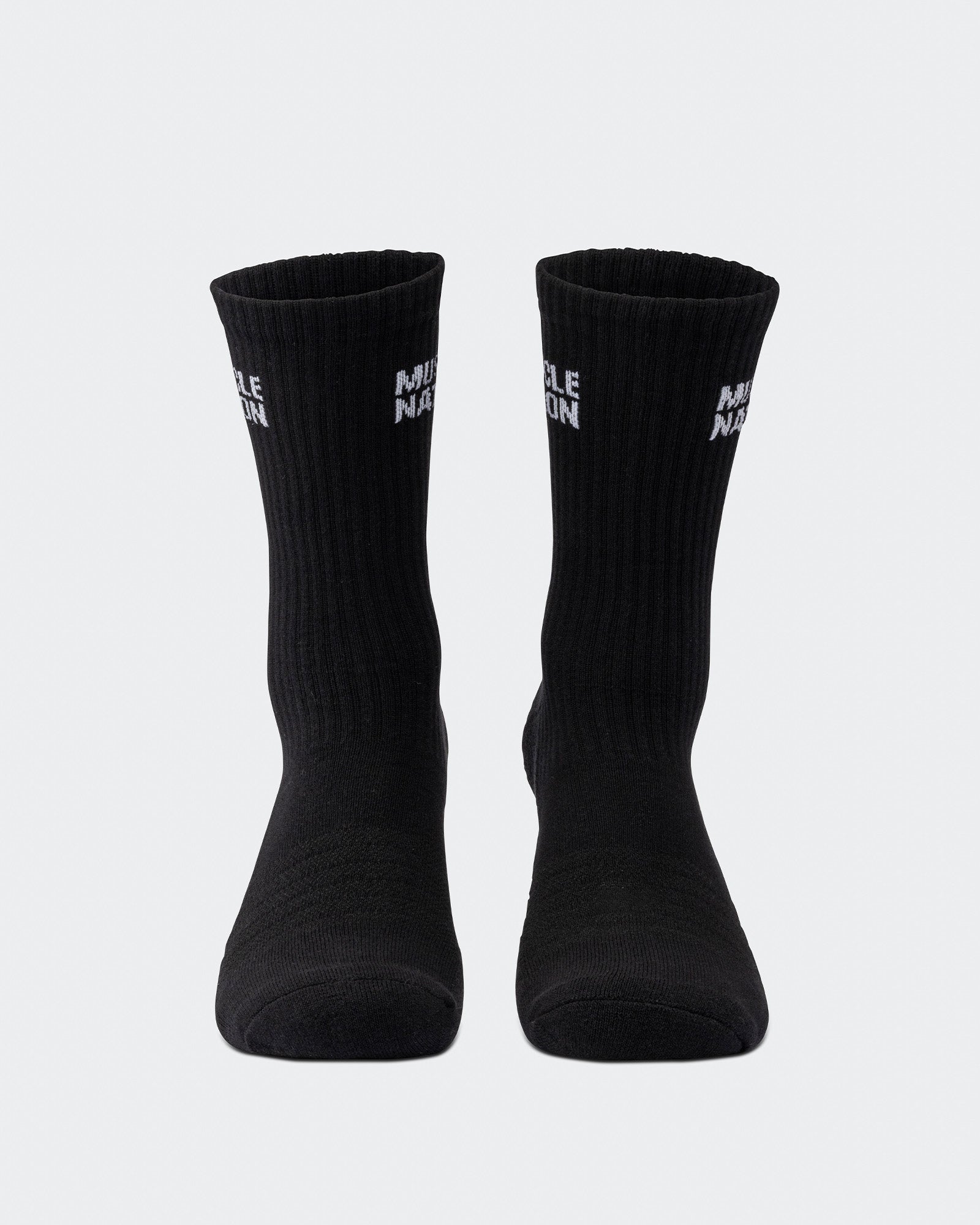 Mens Essential Crew Socks (2x Pack) - Black-Socks-Black-AC092311BLK-ONE-MNAPPRL26522-3-Muscle Nation