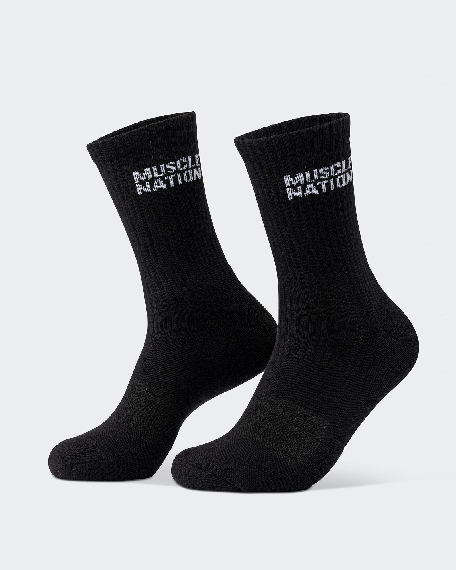 Mens Essential Crew Socks (2x Pack) - Black-Socks-Black-AC092311BLK-ONE-MNAPPRL26522-4-Muscle Nation