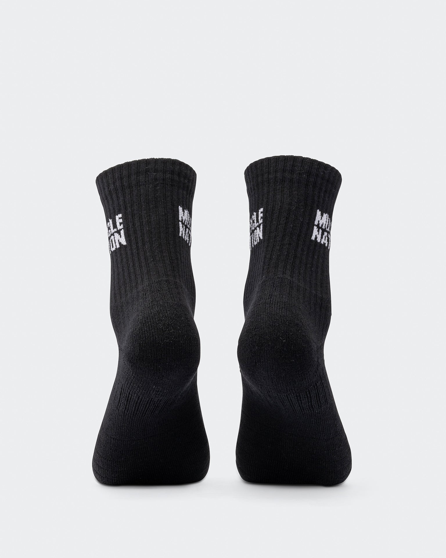Womens Essential Crew Socks (2x Pack) - Black-Socks-Black-AC092310BLK-ONE-MNAPPRL26517-3-Muscle Nation