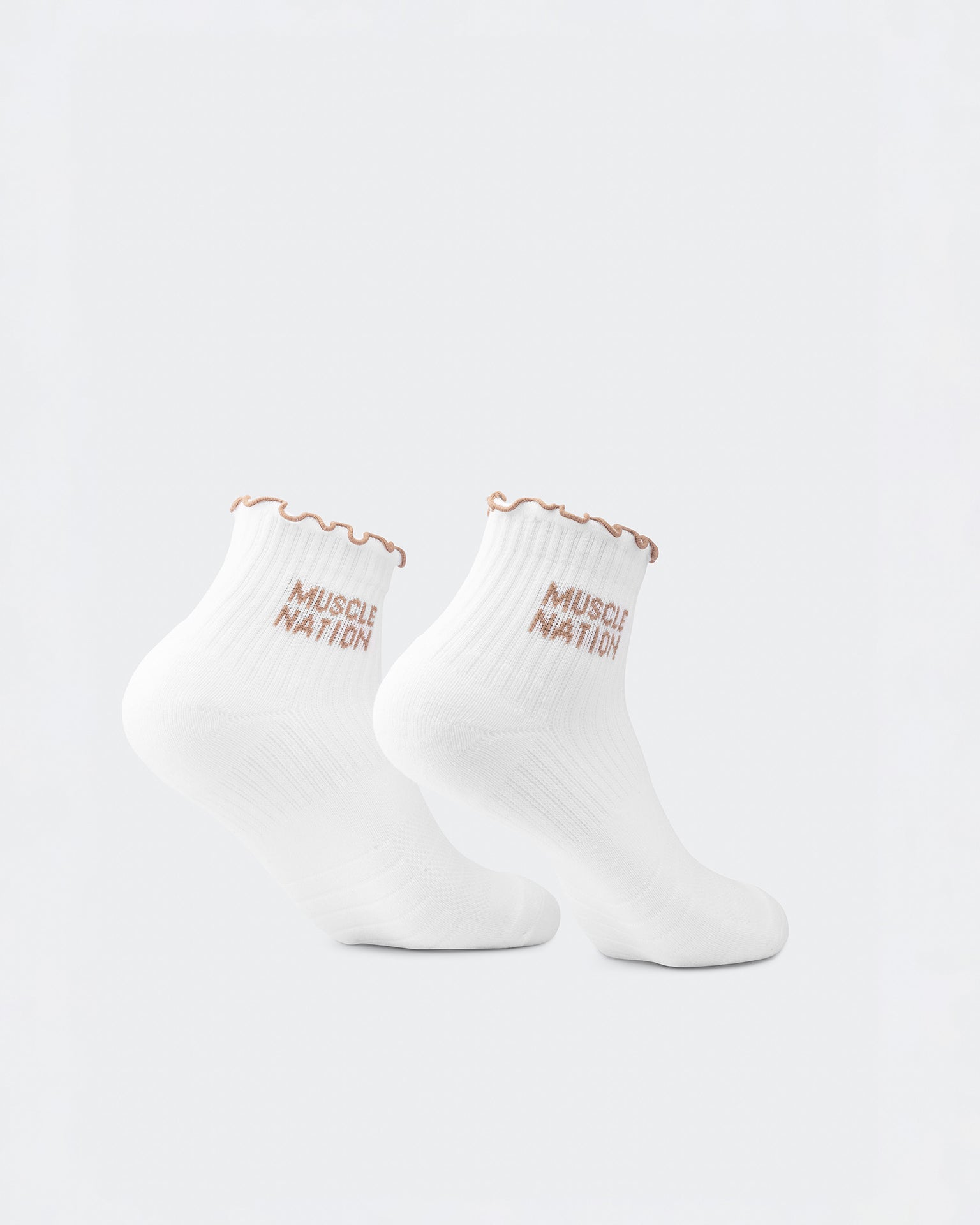 Ruffle Crew Sock - 1Pack - White / Stone-Socks-ACC1125214WHTSTN-MNAPPRL47938-3-Muscle Nation