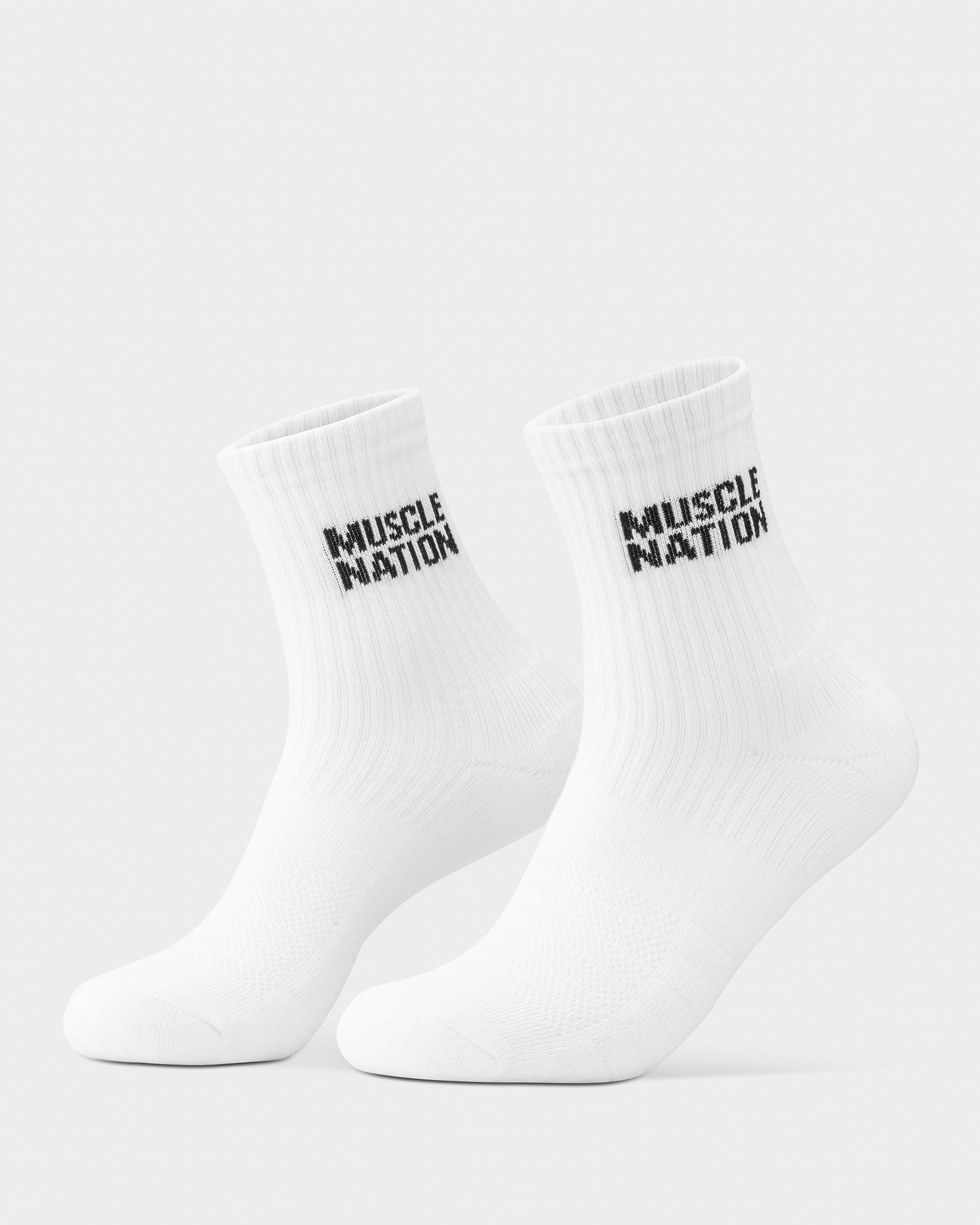 Womens Essential Crew Socks (2x Pack) - White-Socks-White-AC092310WHT-ONE-MNAPPRL26515-4-Muscle Nation