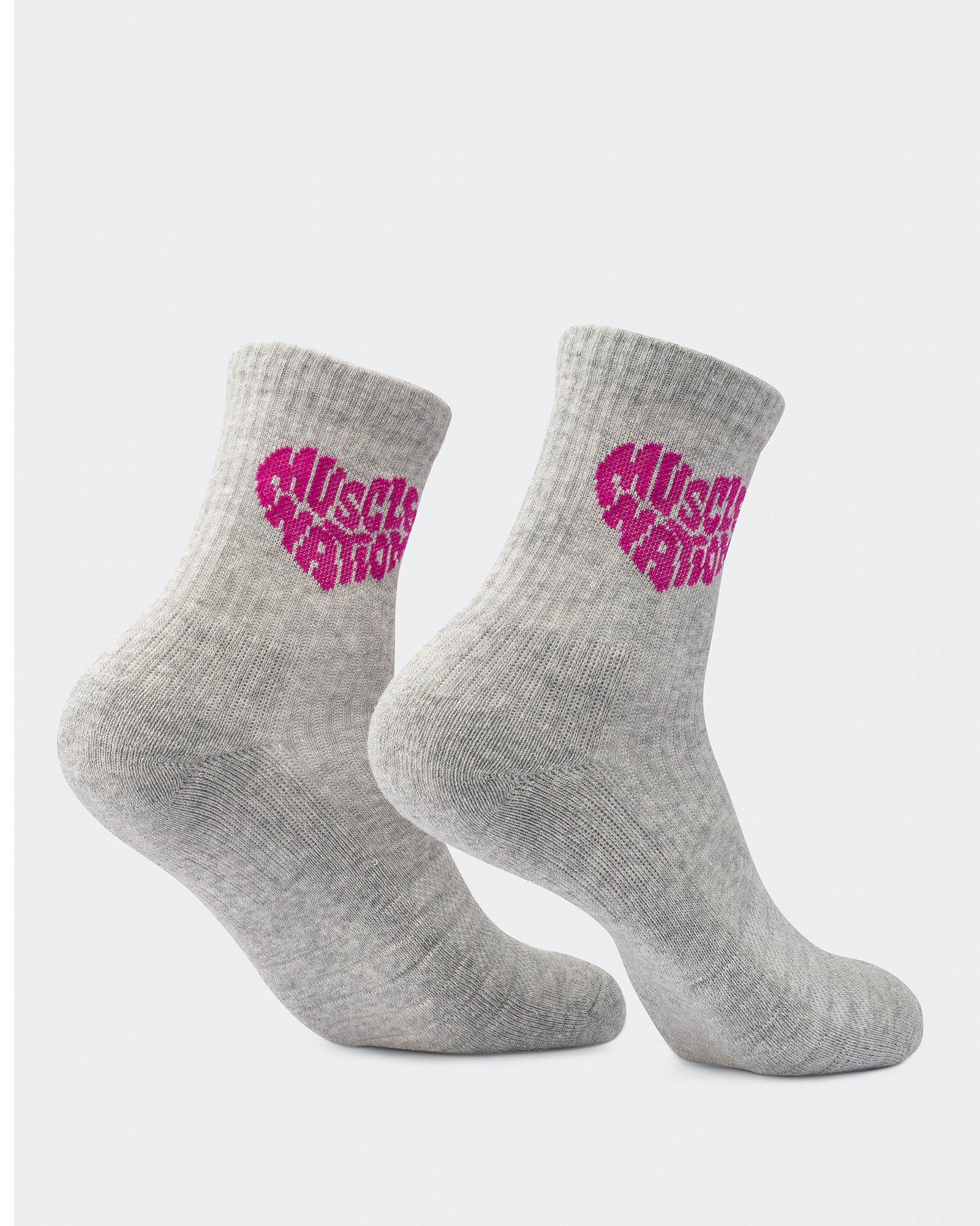 Womens Heart Crew Sock (2X Pack) - White / Grey Marl-Socks-ACC1125234WHTGMRL-MNAPPRL47937-3-Muscle Nation