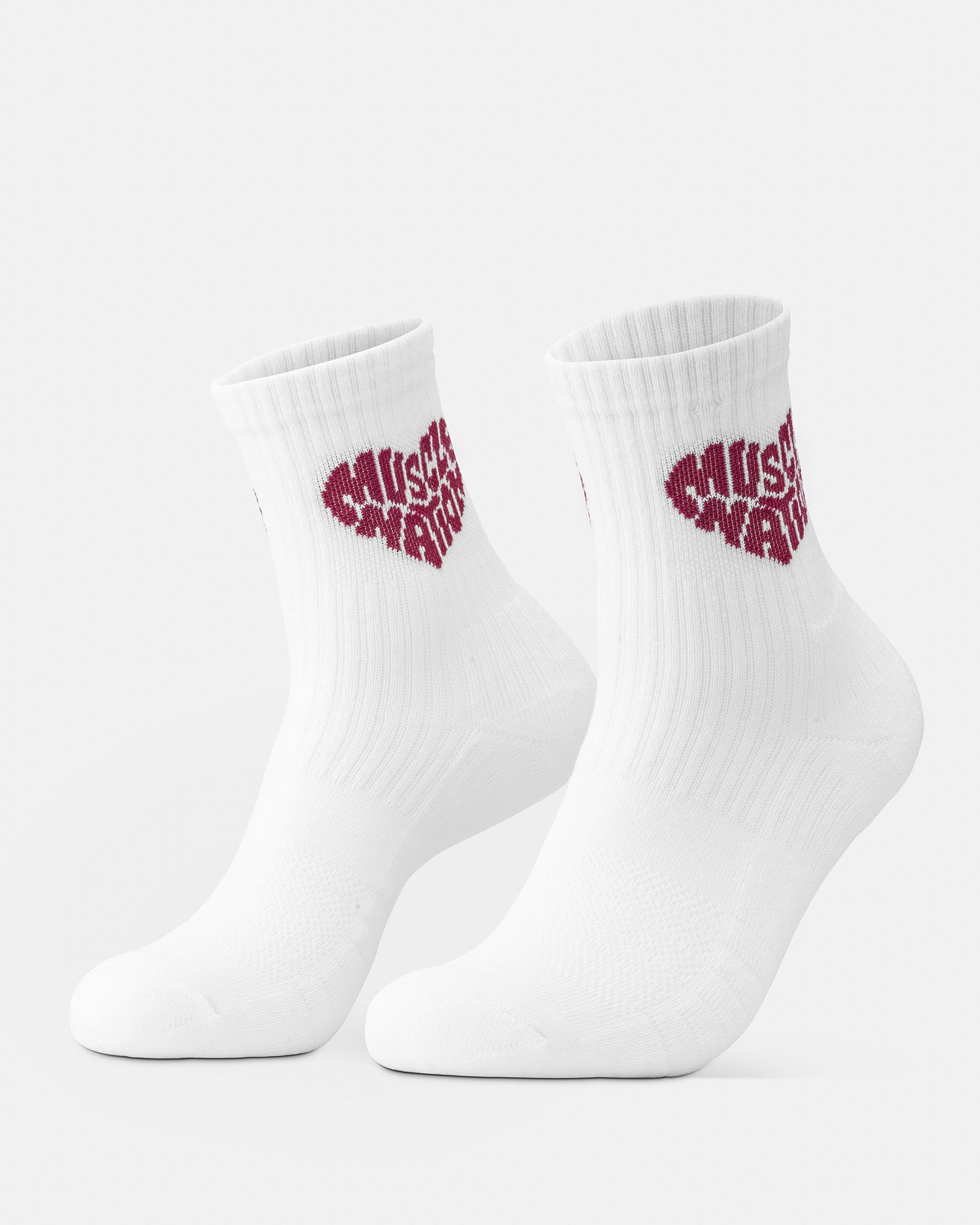 Womens Heart Crew Sock (2X Pack) - White / Grey Marl-Socks-ACC1125234WHTGMRL-MNAPPRL47937-2-Muscle Nation