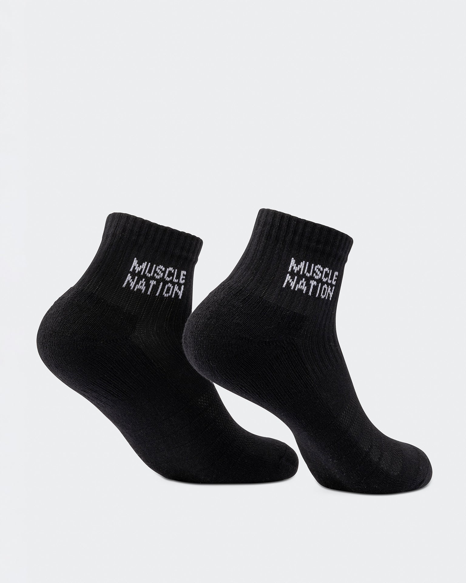 Womens 1/4 Crew Sock (2X Pack) - Black / White-Socks-ACC1125205BLKWHT-MNAPPRL47940-4-Muscle Nation