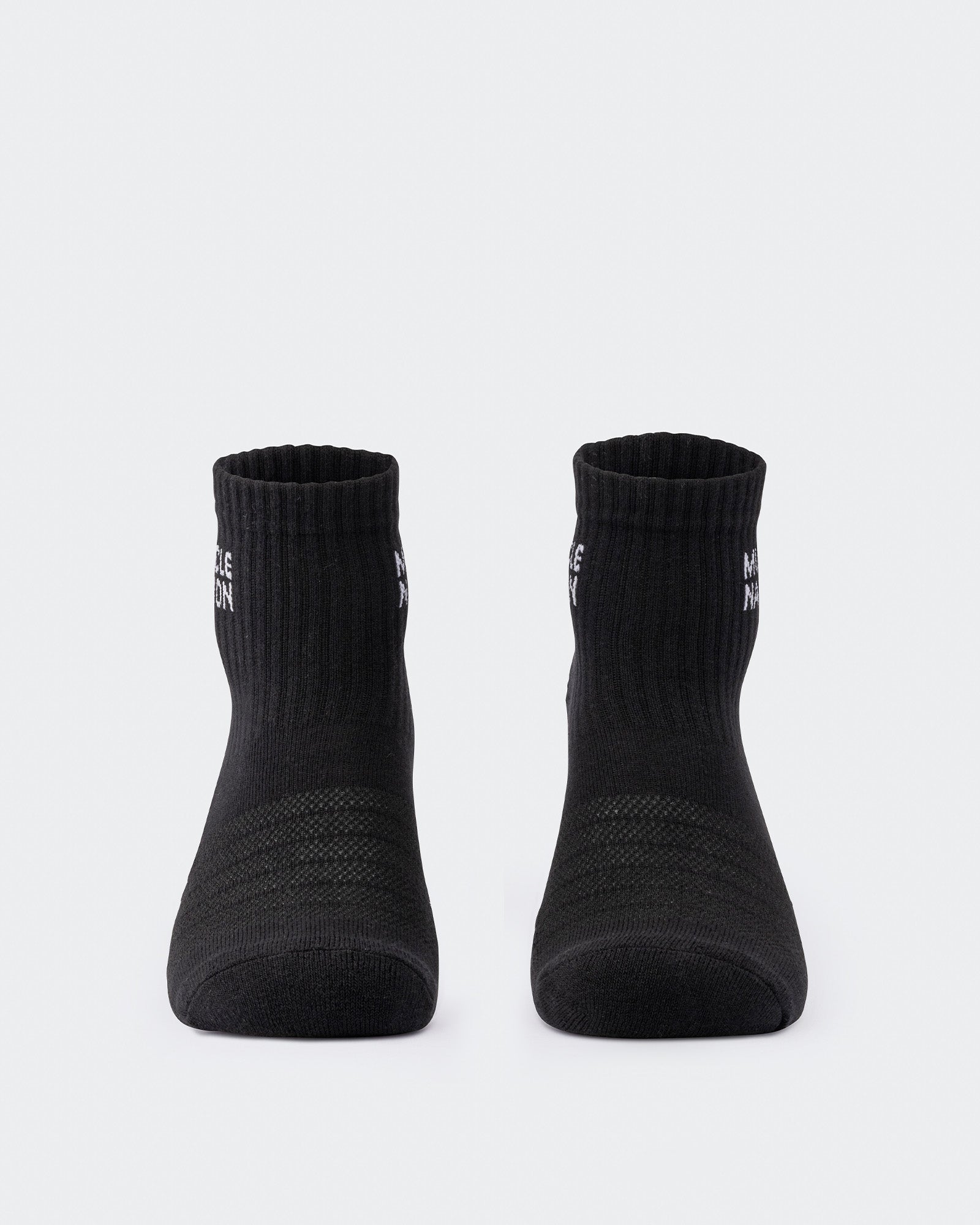 Womens 1/4 Crew Sock (2X Pack) - Black / White-Socks-ACC1125205BLKWHT-MNAPPRL47940-5-Muscle Nation