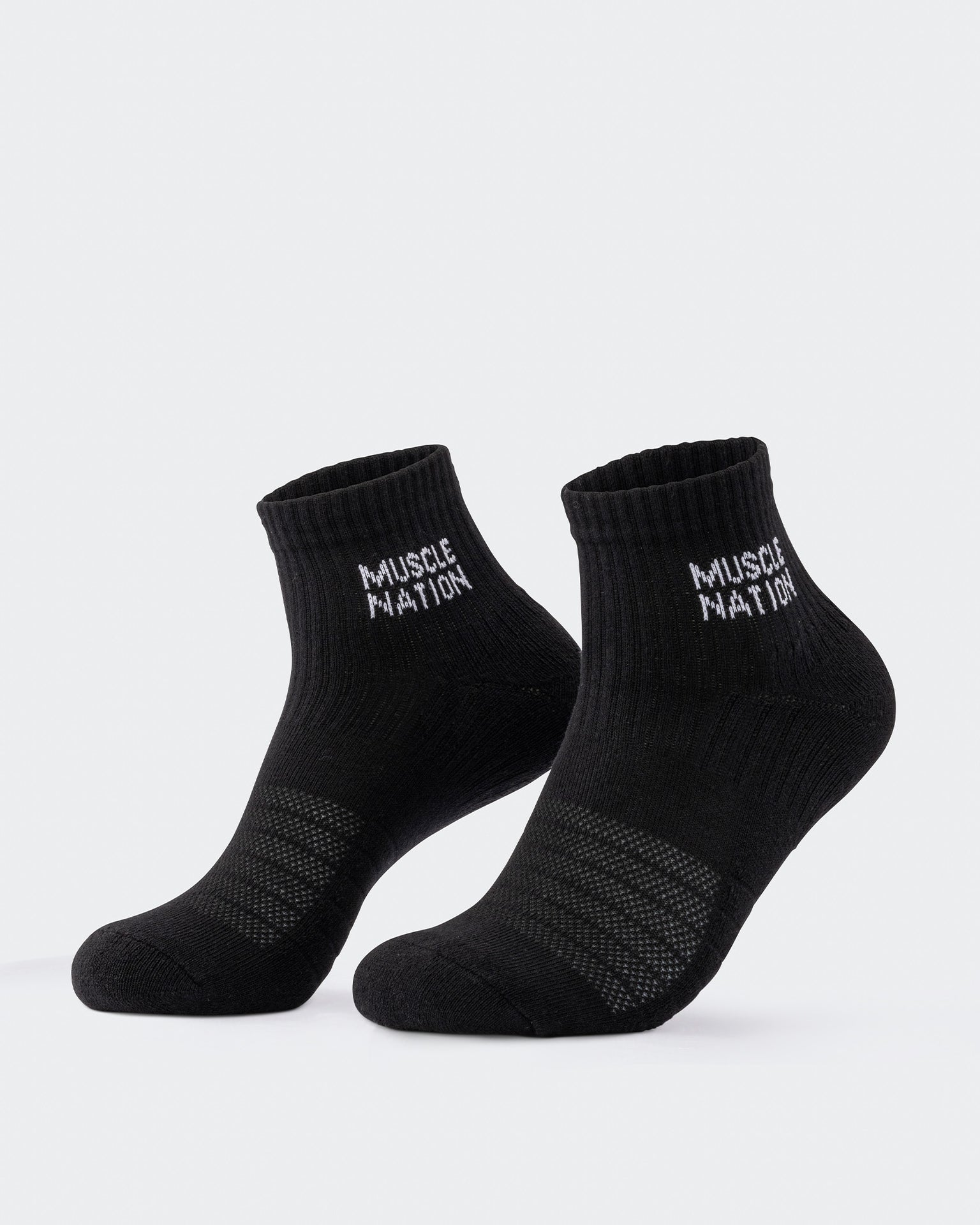 Womens 1/4 Crew Sock (2X Pack) - Black / White-Socks-ACC1125205BLKWHT-MNAPPRL47940-2-Muscle Nation