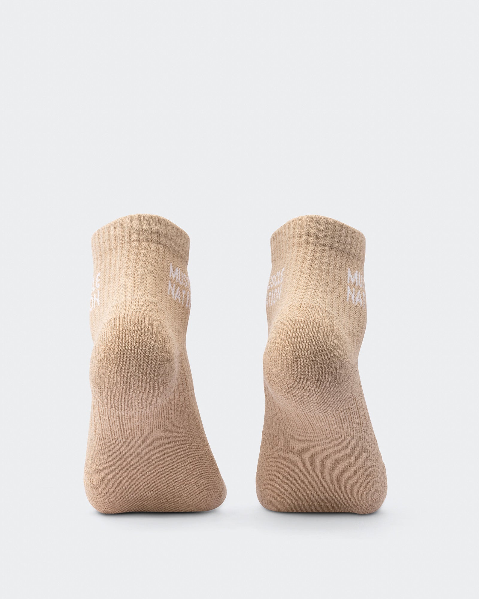 Womens 1/4 Crew Sock (2X Pack) - White / Stone-Socks-ACC1125205WHTSTN-MNAPPRL47939-5-Muscle Nation