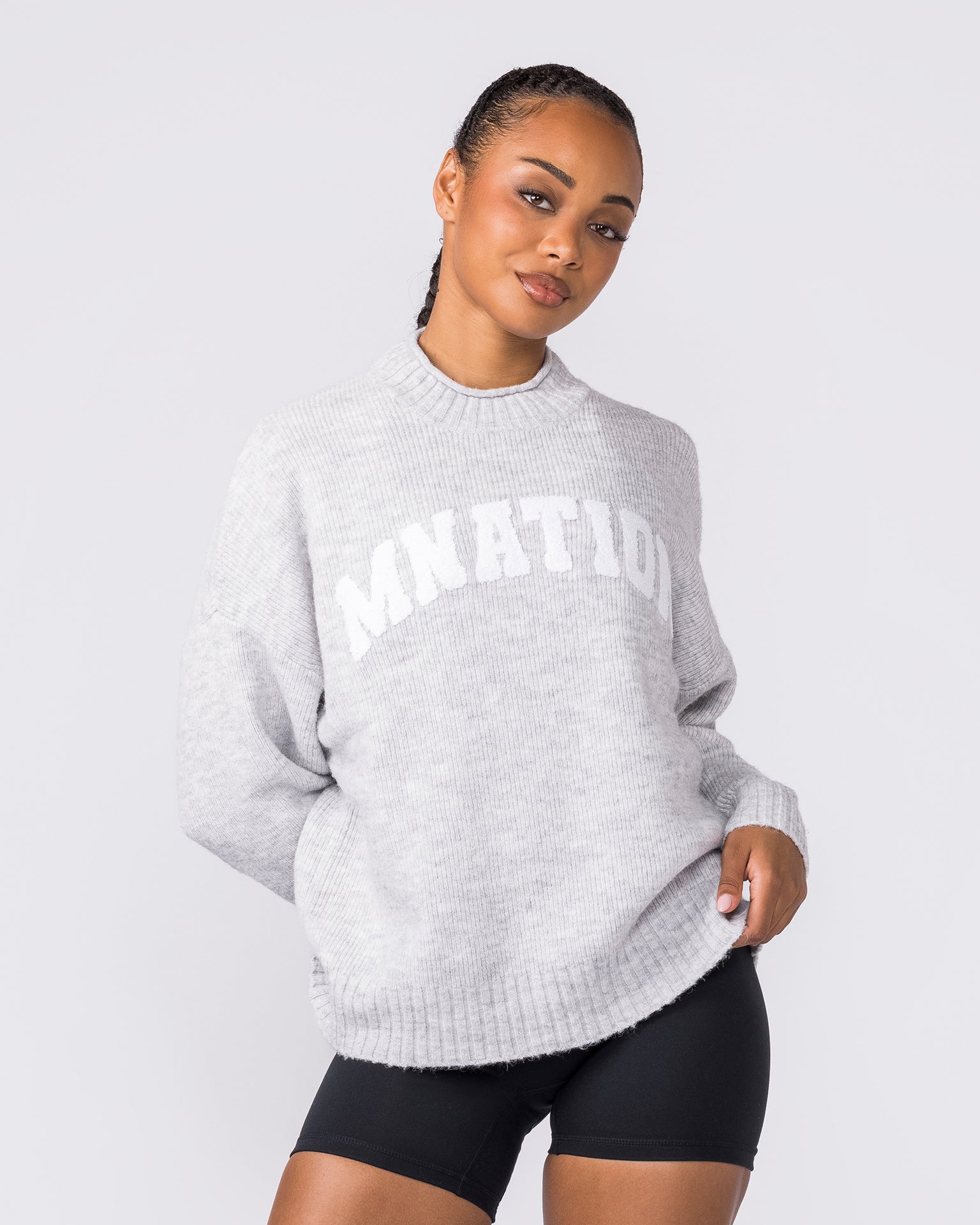 Sorority Knit - Snow Grey Marl-Jumpers & Hoodies-XXS / XS-042602SNGRYMR-XXS / XS-MNAPPRL49888-4-Muscle Nation