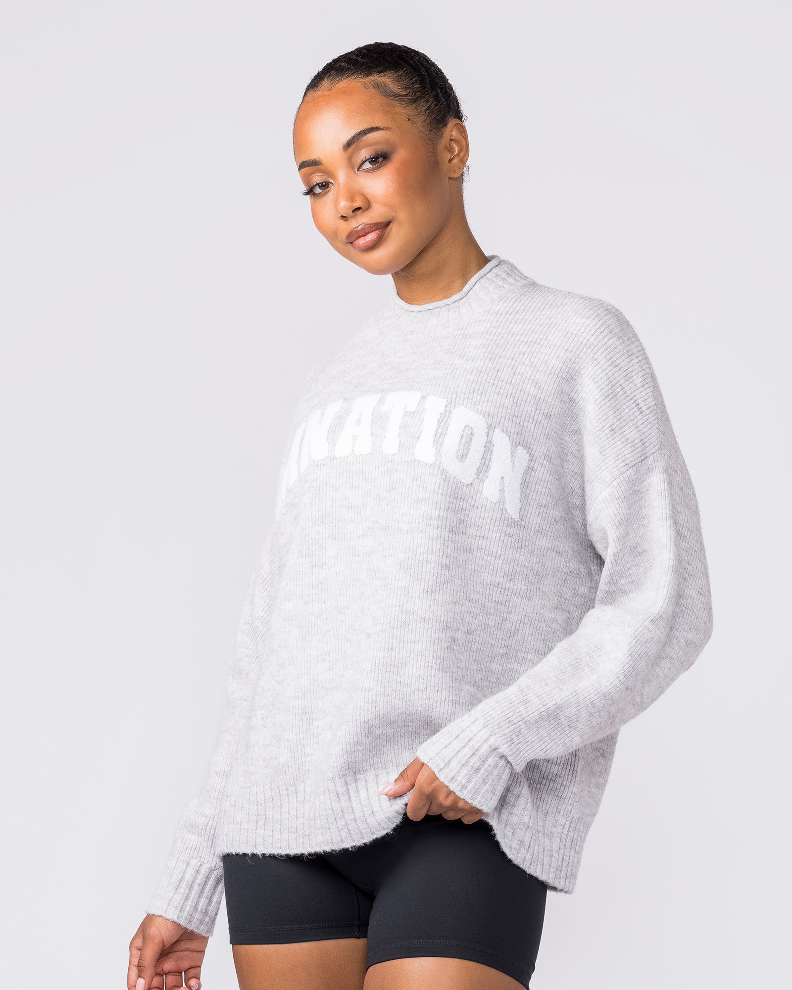 Sorority Knit - Snow Grey Marl-Jumpers & Hoodies-XXS / XS-042602SNGRYMR-XXS / XS-MNAPPRL49888-5-Muscle Nation