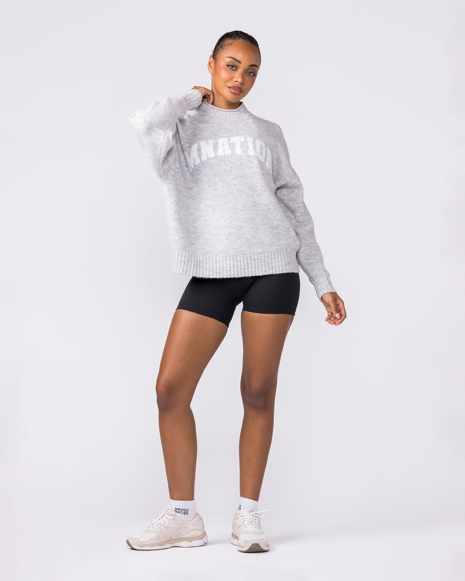 Sorority Knit - Snow Grey Marl-Jumpers & Hoodies-XXS / XS-042602SNGRYMR-XXS / XS-MNAPPRL49888-7-Muscle Nation