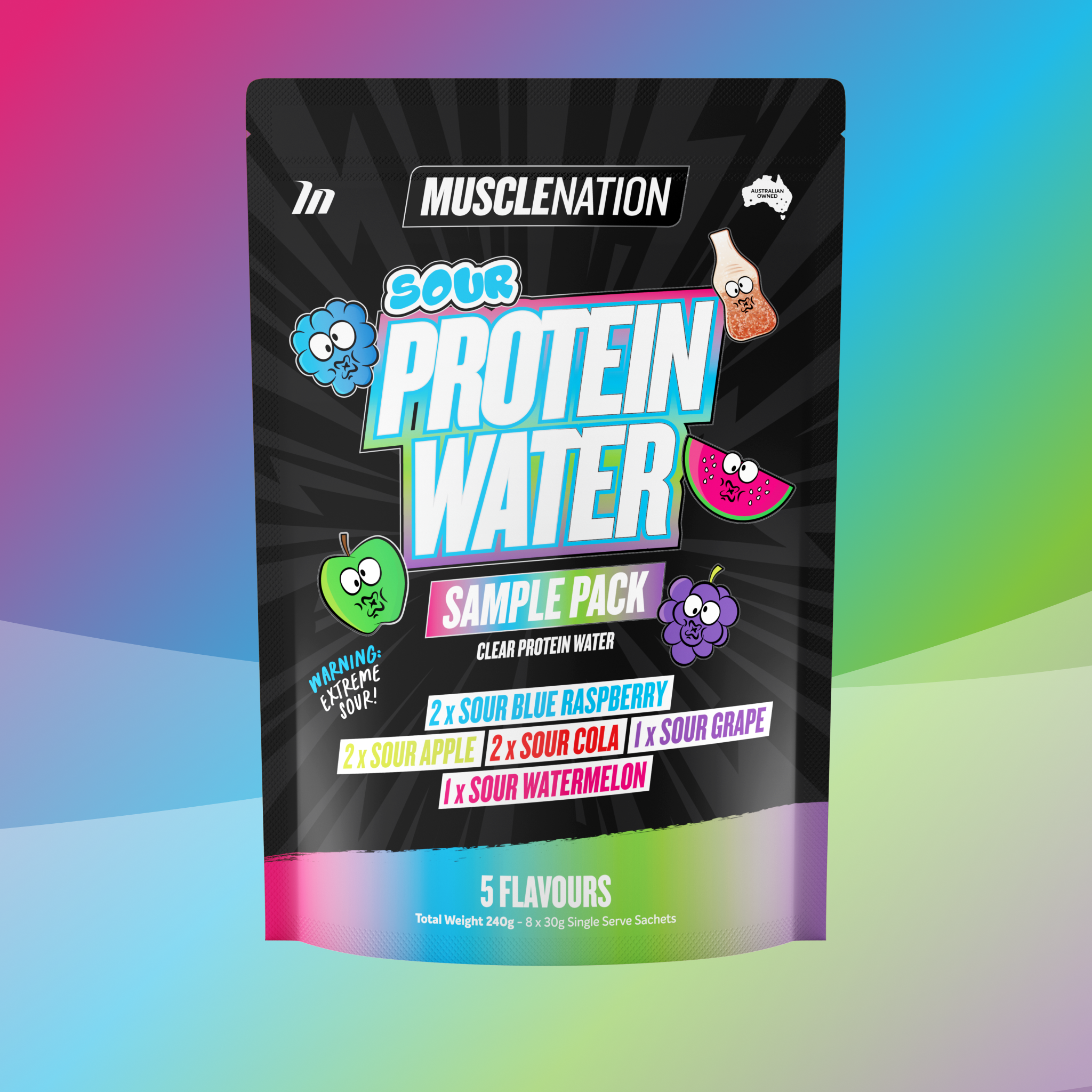 PROTEIN WATER - Sour Sample Pack - 8 Flavours-Protein Water Sample-MNSUPPS0455-9359054003132-1-Muscle Nation