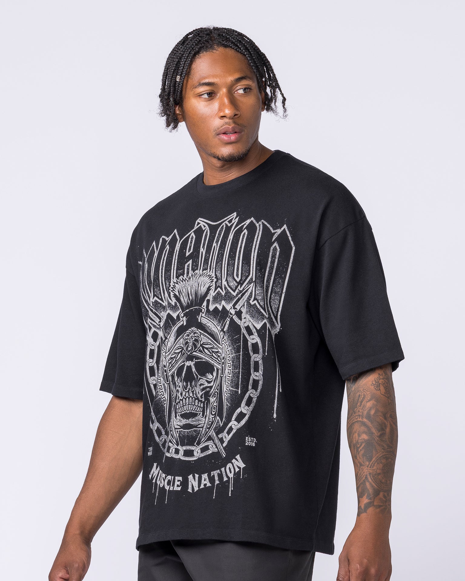 Spartan Oversized Tee - Black-T-Shirts-XXS-012626BLK-XXS-MNAPPRL48805-4-Muscle Nation