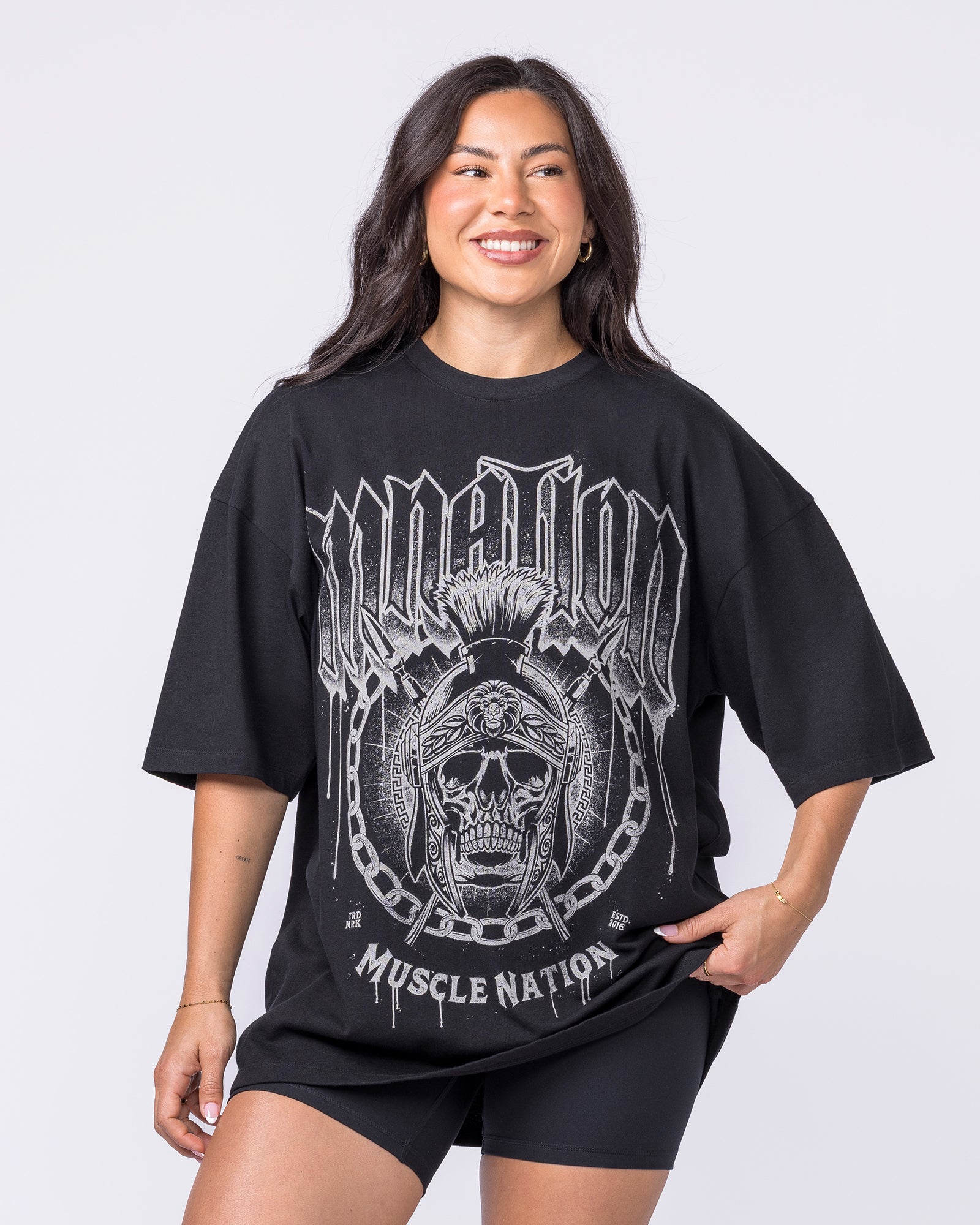 Spartan Oversized Tee - Black-T-Shirts-XXS-012626BLK-XXS-MNAPPRL48805-8-Muscle Nation