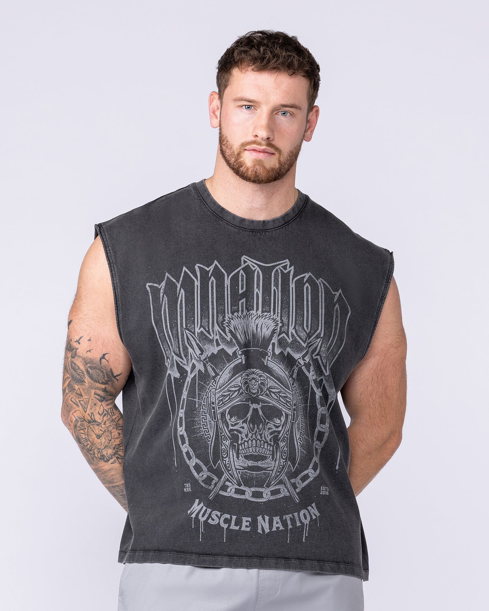 Spartan Vintage Boxy Muscle Tank - Washed Black-Singlets & Tanks-S-1125139WSHBLK-S-MNAPPRL47744-3-Muscle Nation