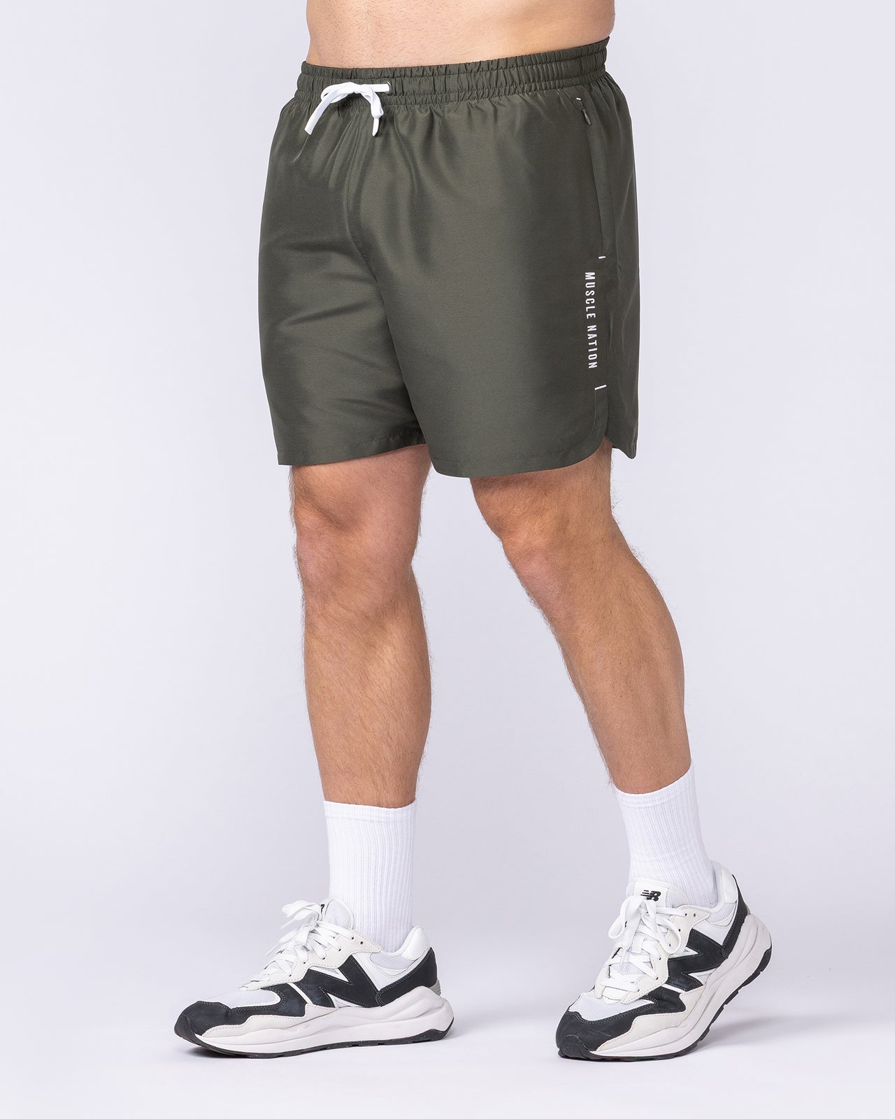 Standard Shorts Dark Khaki - Muscle Nation men's gym shorts, view 4