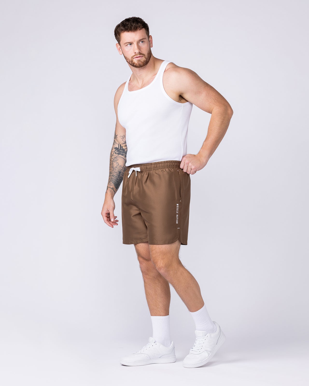 Standard Shorts Hazelnut - Muscle Nation men's gym shorts, view 6