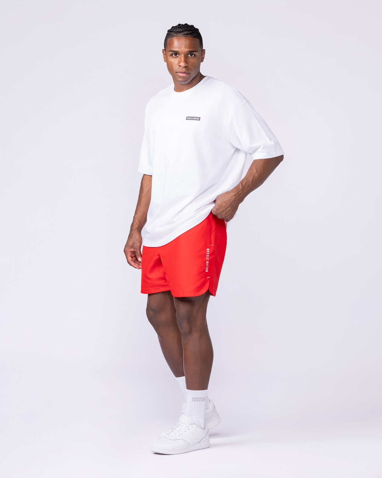 Standard Shorts Red - Muscle Nation men's gym shorts, view 6