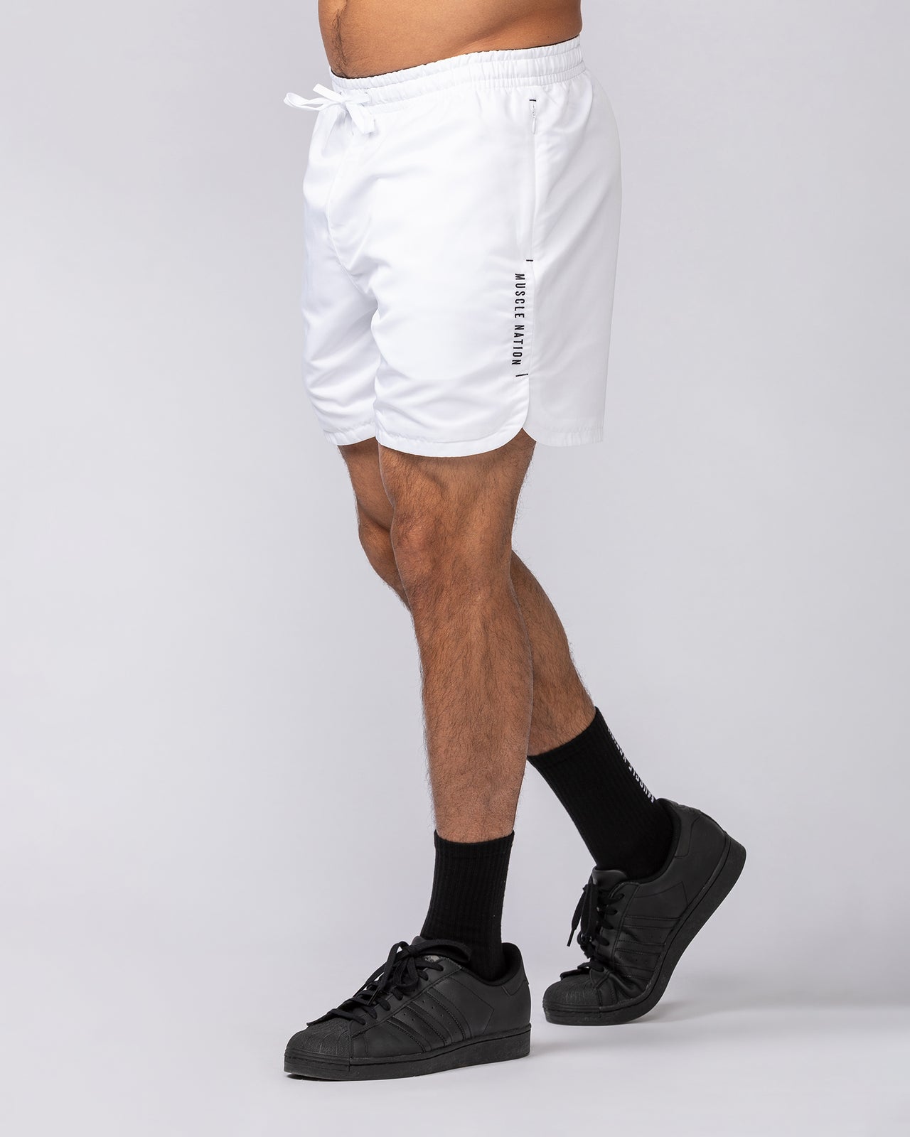 Standard Shorts White - Muscle Nation men's gym shorts, view 4