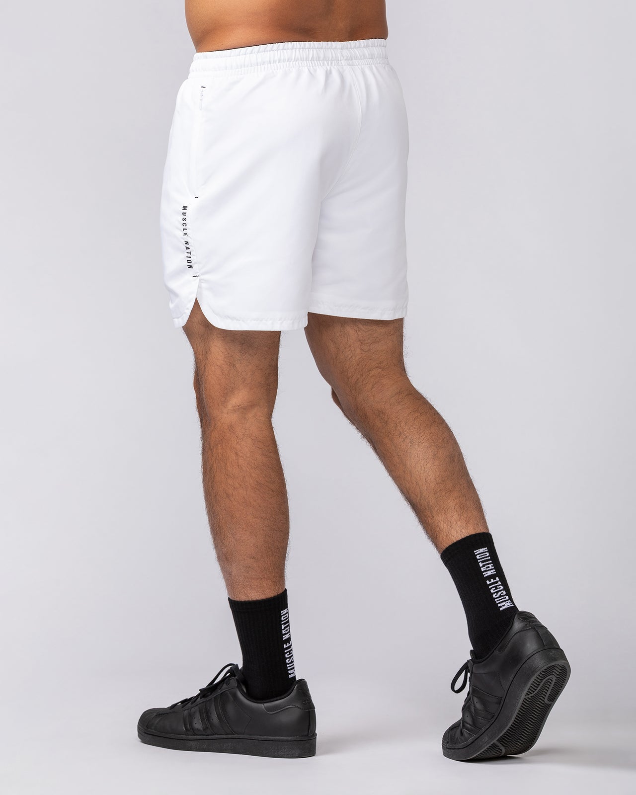 Standard Shorts White - Muscle Nation men's gym shorts, view 2