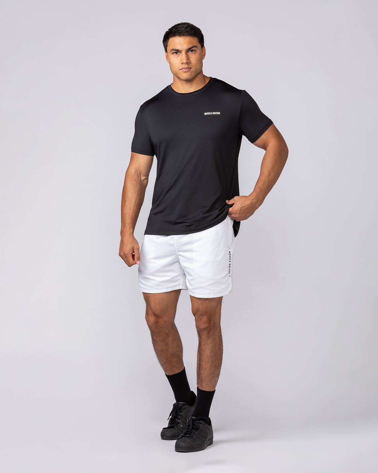 Standard Shorts White - Muscle Nation men's gym shorts, view 6