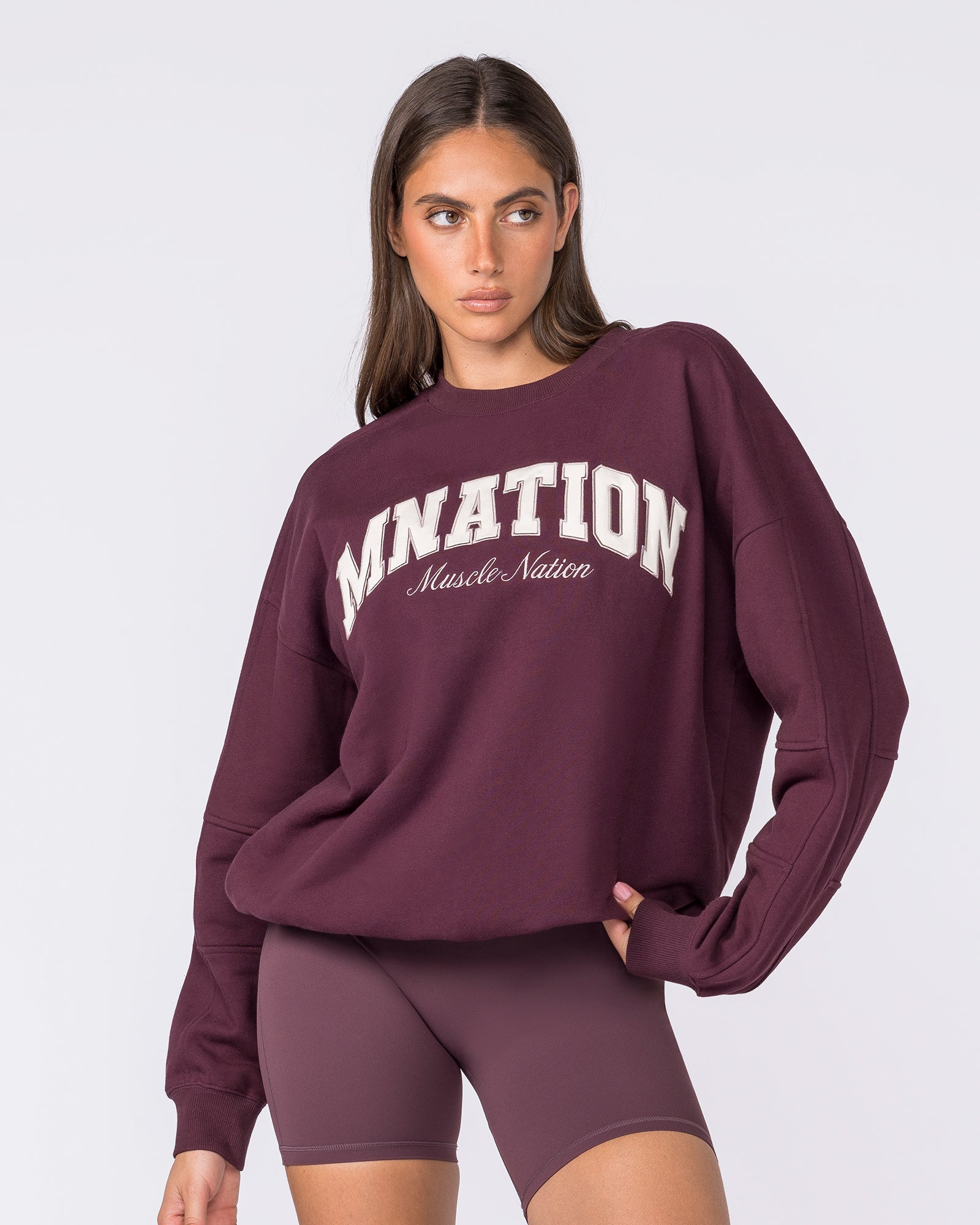 Studio Boxy Pullover - Dark Cherry-Jumpers & Hoodies-XXS-032620DKCHRY-XXS-MNAPPRL49251-3-Muscle Nation