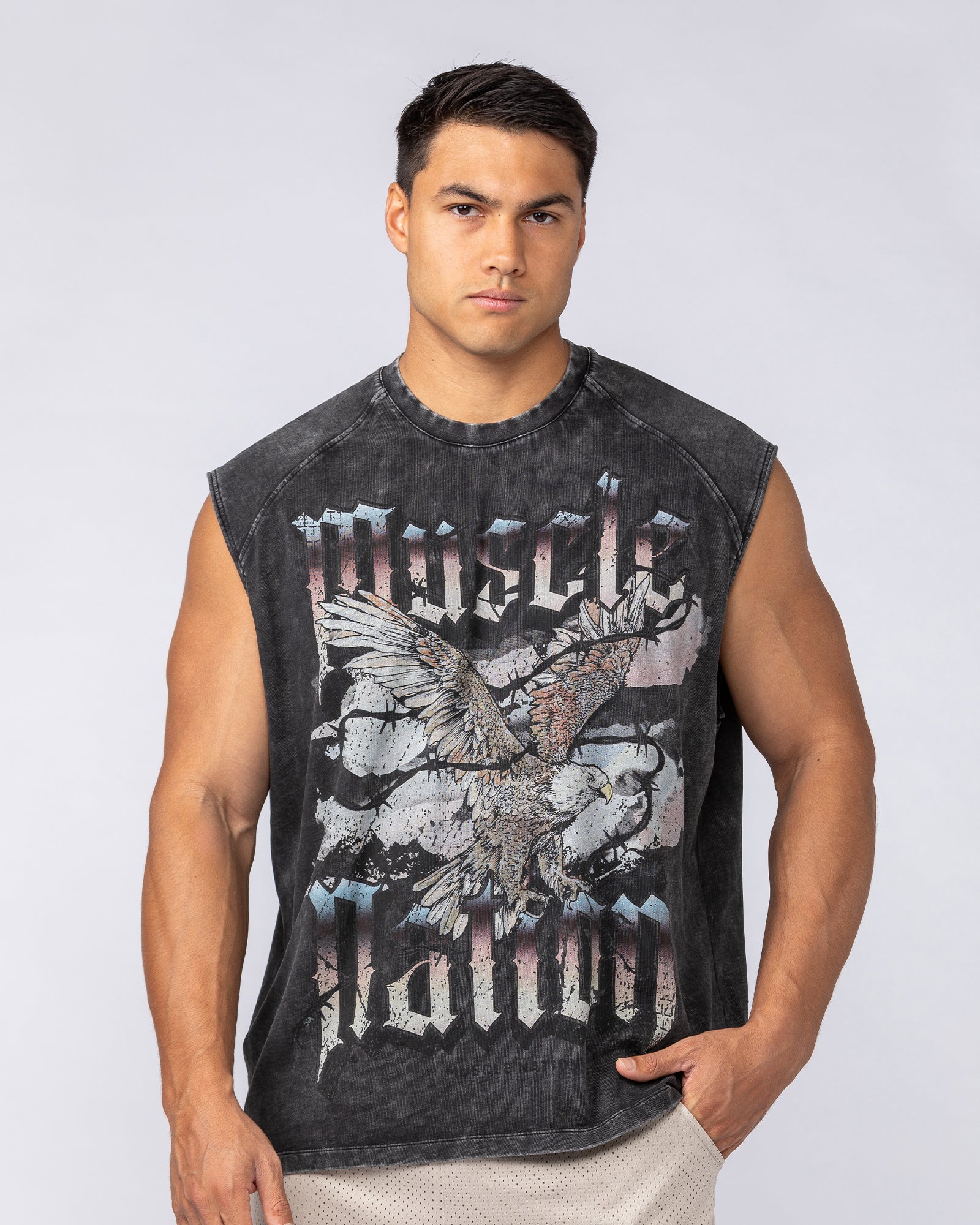 Take Flight Vintage Boxy Muscle Tank - Washed Black-Singlets & Tanks-S-082522WSHBLK-S-MNAPPRL43978-2-Muscle Nation