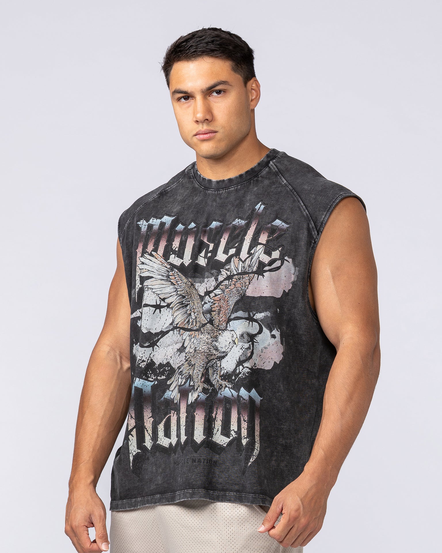 Take Flight Vintage Boxy Muscle Tank - Washed Black-Singlets & Tanks-S-082522WSHBLK-S-MNAPPRL43978-3-Muscle Nation