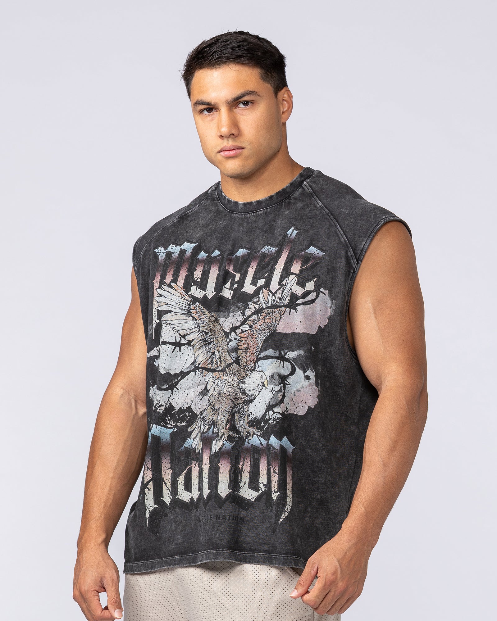 Take Flight Vintage Boxy Muscle Tank - Washed Black-Singlets & Tanks-S-082522WSHBLK-S-MNAPPRL43978-3-Muscle Nation