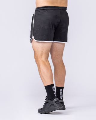 Tech Camo Retro Shorts Black Camo - Muscle Nation men's gym shorts, view 2