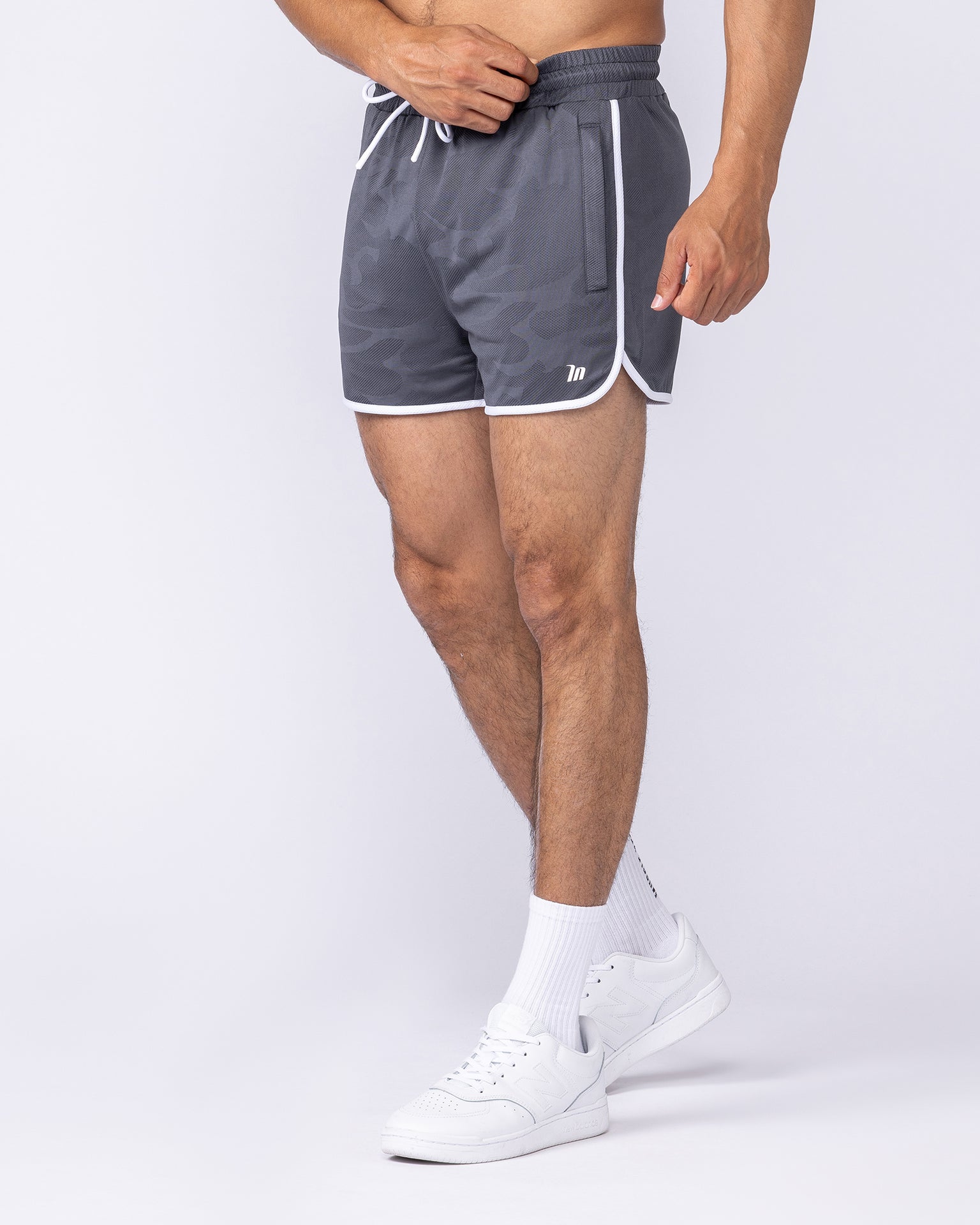 Tech Camo Retro Shorts - Dark Grey Camo-Shorts-S-112550DGRYCAMO-S-MNAPPRL47118-1-Muscle Nation
