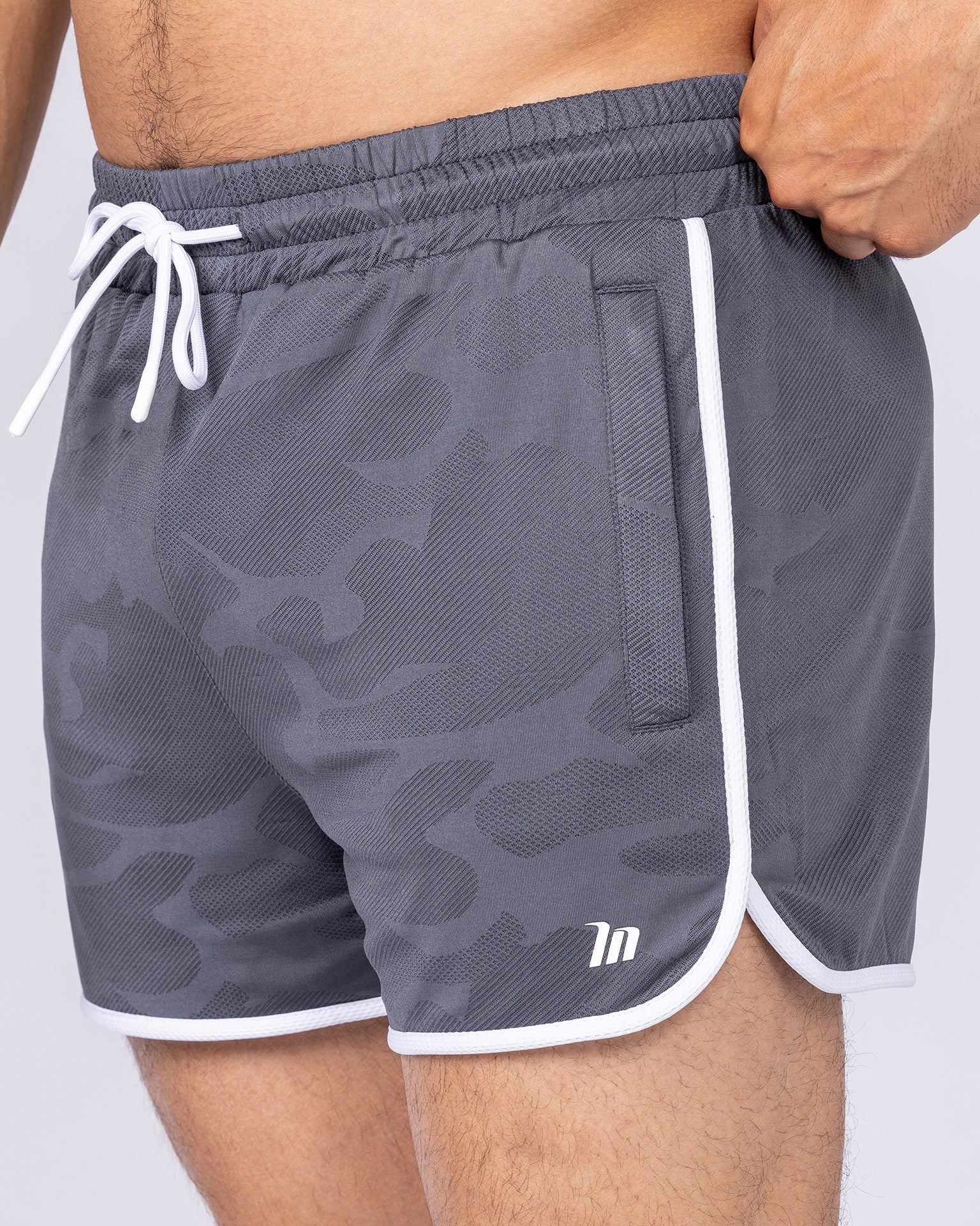 Tech Camo Retro Shorts - Dark Grey Camo-Shorts-S-112550DGRYCAMO-S-MNAPPRL47118-4-Muscle Nation