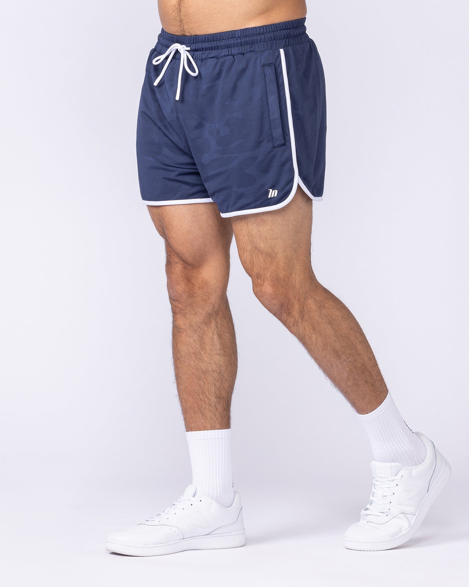 Tech Camo Retro Shorts - Navy Camo-Shorts-S-112550NVYCAMO-S-MNAPPRL47111-4-Muscle Nation