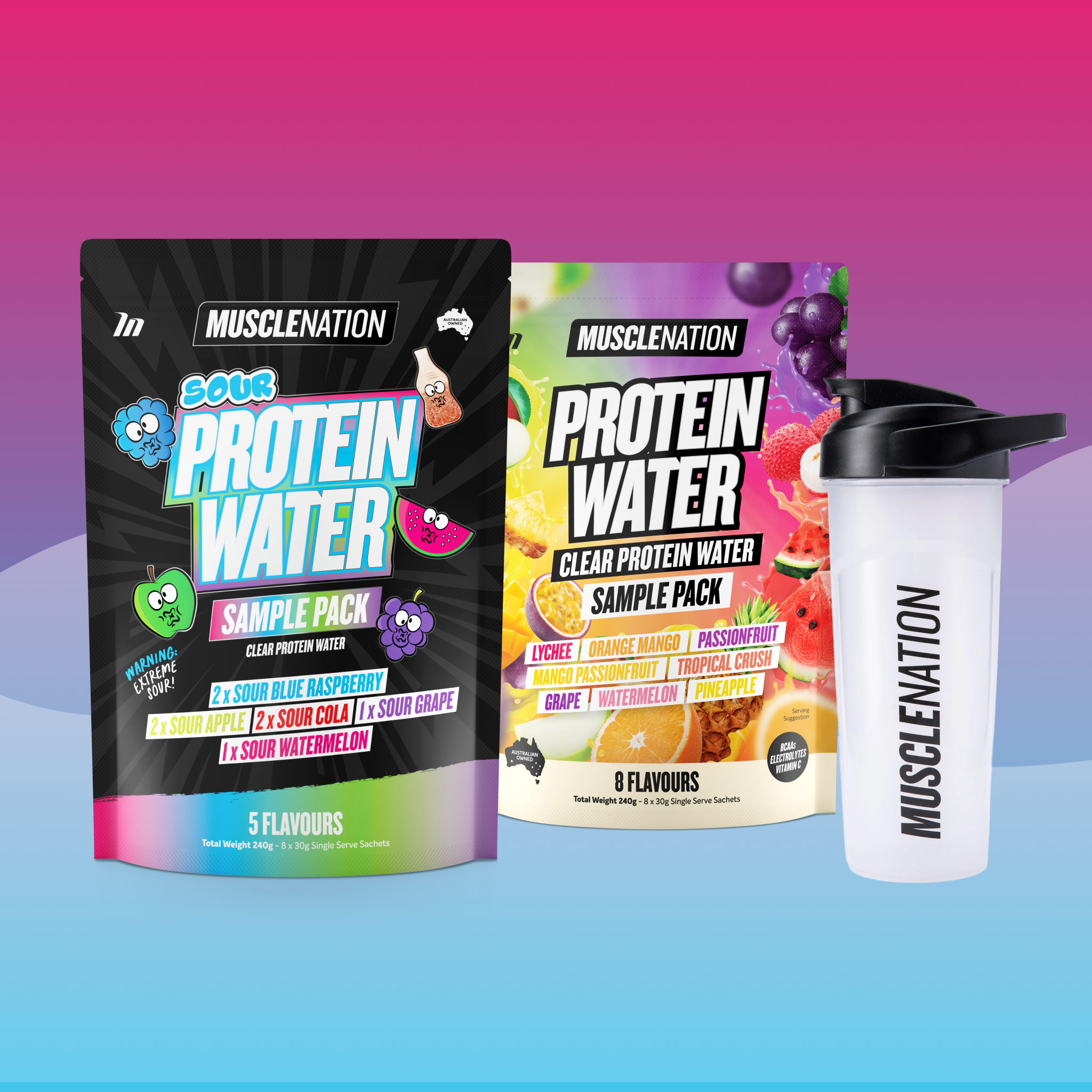 Protein Water Sample Bundle-Clear / Black-1-Muscle Nation