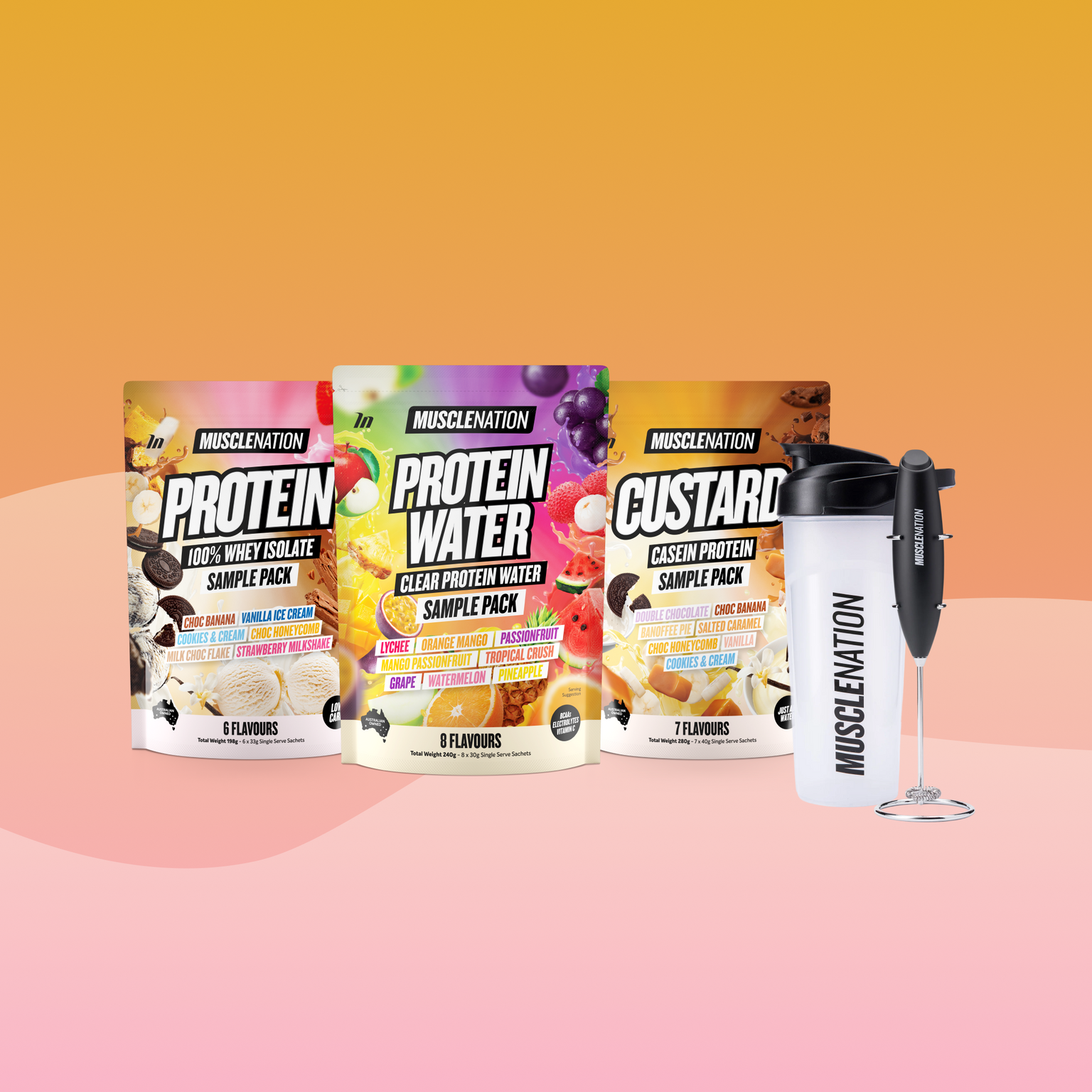 The Protein Sample Pack-Bundle-Clear / Black-1-Muscle Nation