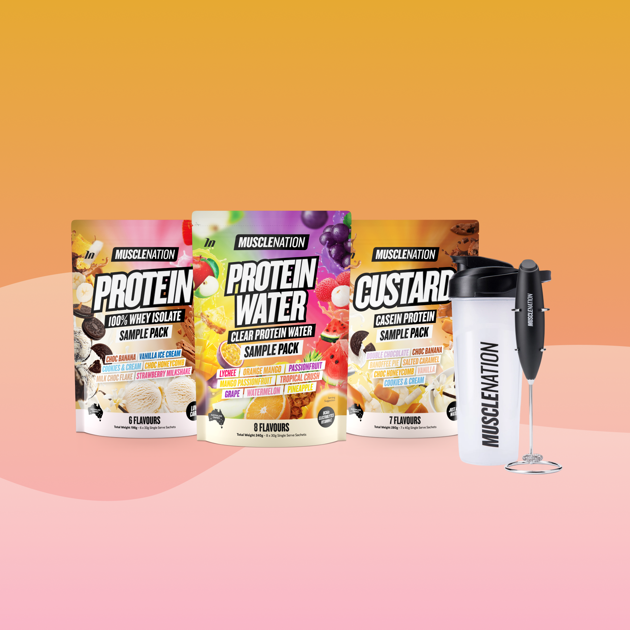 The Protein Sample Pack-Bundle-Clear / Black-1-Muscle Nation