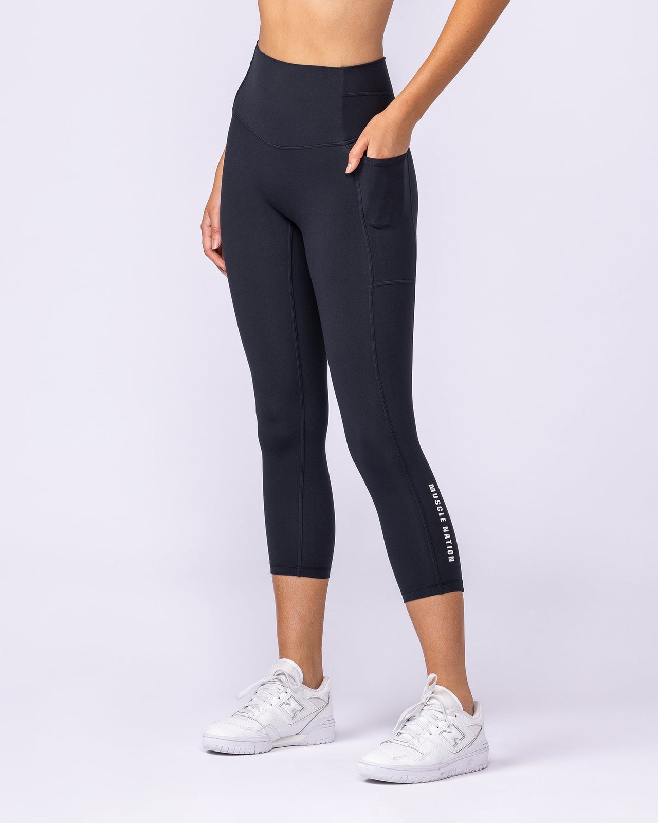 Unrivalled Everyday Pocket 7/8 Leggings Black - Muscle Nation women's leggings, view 2