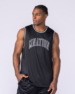 Varsity Basketball Jersey - Black-Singlets & Tanks-S-112564BLK-S-MNAPPRL47132-1-Muscle Nation