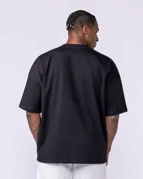 Varsity Oversized Boxy Tee - Black-T-Shirts-XS-112566BLK-XS-MNAPPRL47155-4-Muscle Nation