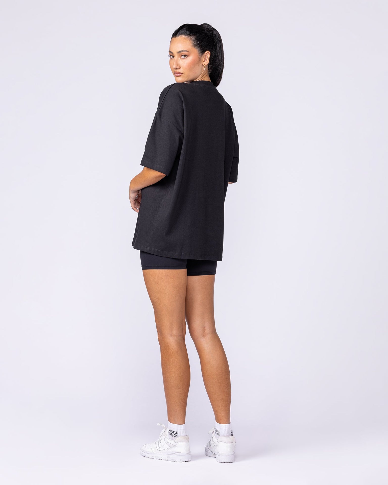 Varsity Oversized Boxy Tee - Black-T-Shirts-XS-112566BLK-XS-MNAPPRL47155-8-Muscle Nation