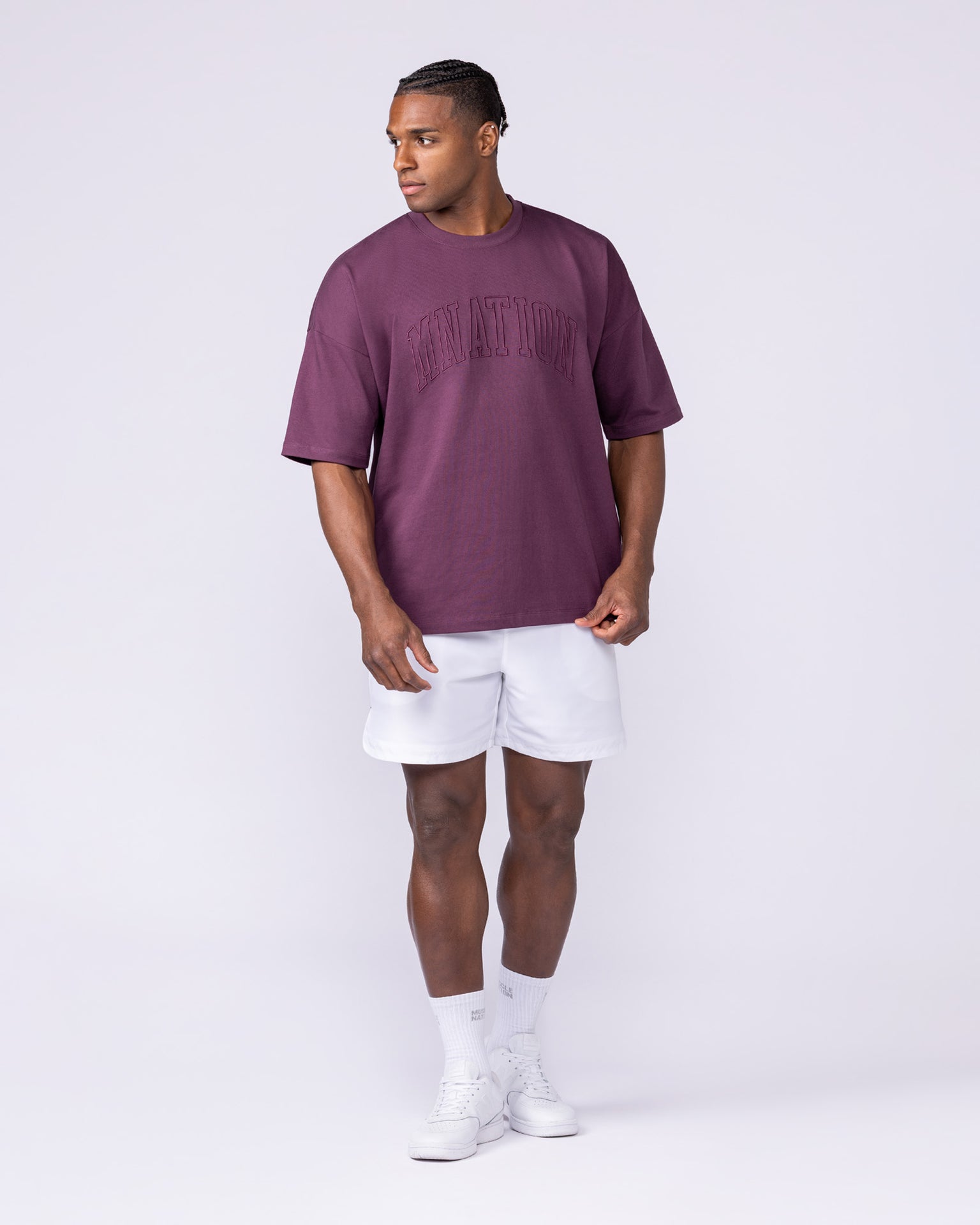 Varsity Oversized Boxy Tee - Cranberry-T-Shirts-XS-112566CBRY-XS-MNAPPRL47163-6-Muscle Nation