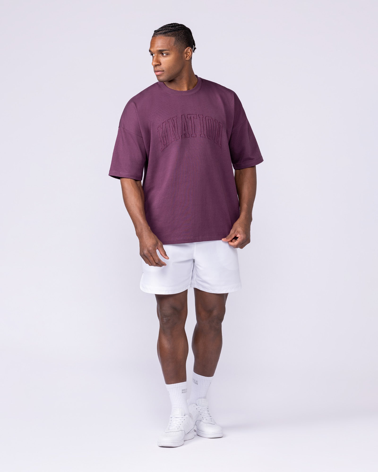 Varsity Oversized Boxy Tee - Cranberry-T-Shirts-XS-112566CBRY-XS-MNAPPRL47163-6-Muscle Nation