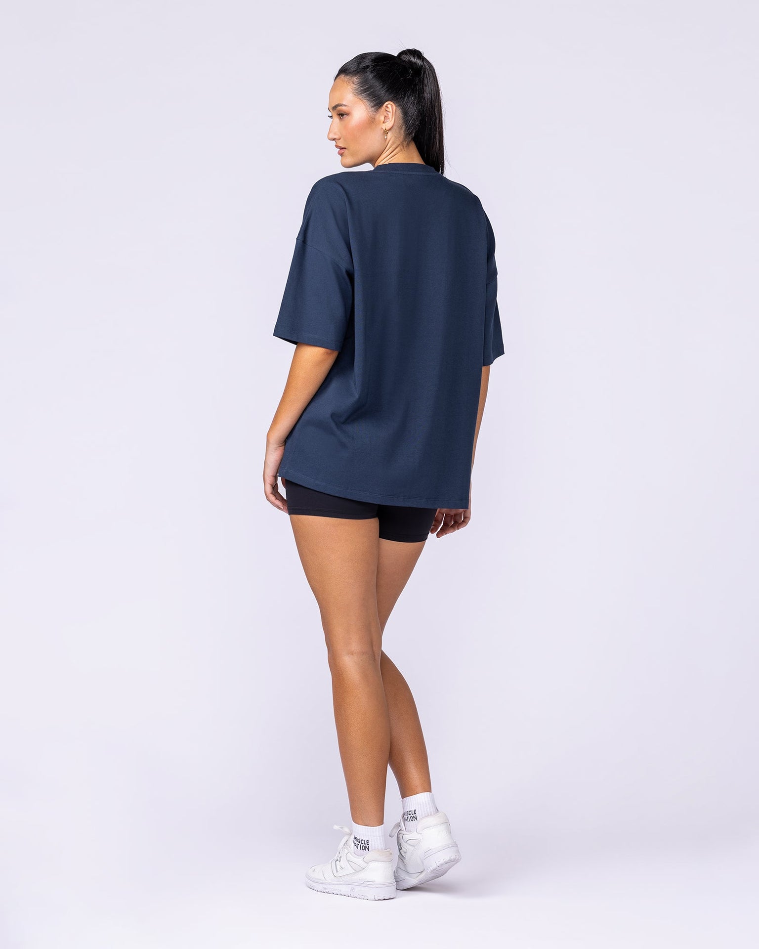 Varsity Oversized Boxy Tee - Navy-T-Shirts-XS-112566NAVY-XS-MNAPPRL47147-9-Muscle Nation