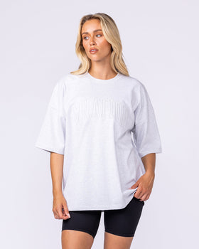 Varsity Oversized Boxy Tee - Snow Grey Marl-T-Shirts-XS-112566SNGRYMR-XS-MNAPPRL47139-6-Muscle Nation