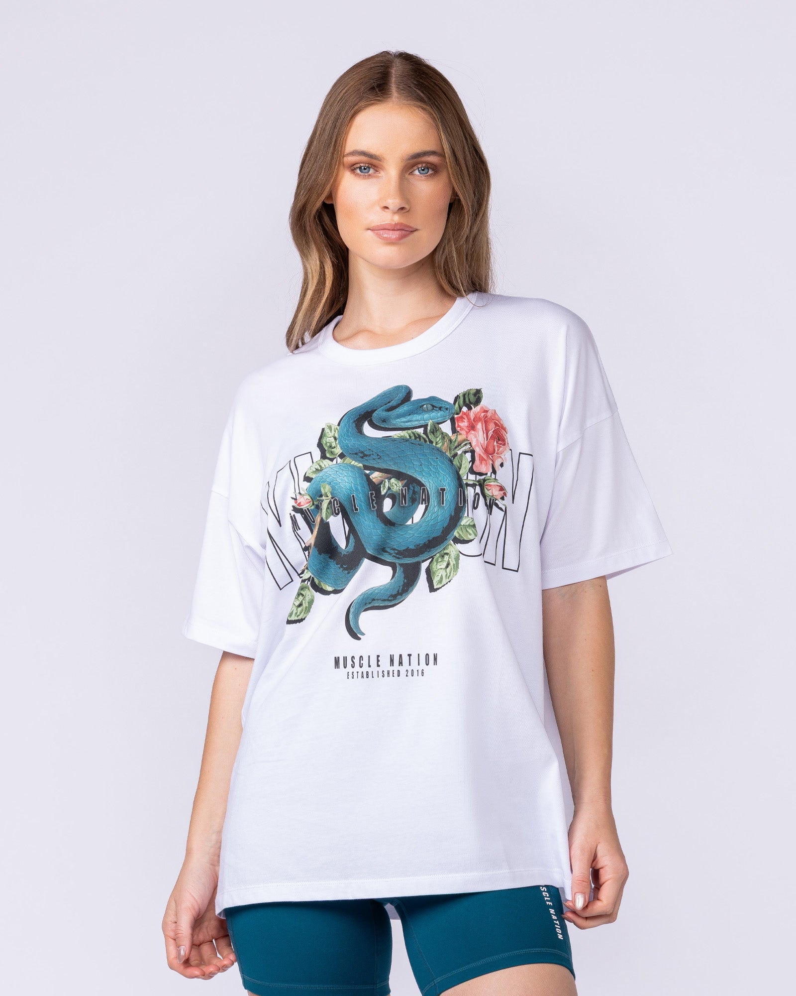 Viper Oversized Tee - White-T-Shirts-XXS-1125228WHT-XXS-MNAPPRL45057-3-Muscle Nation