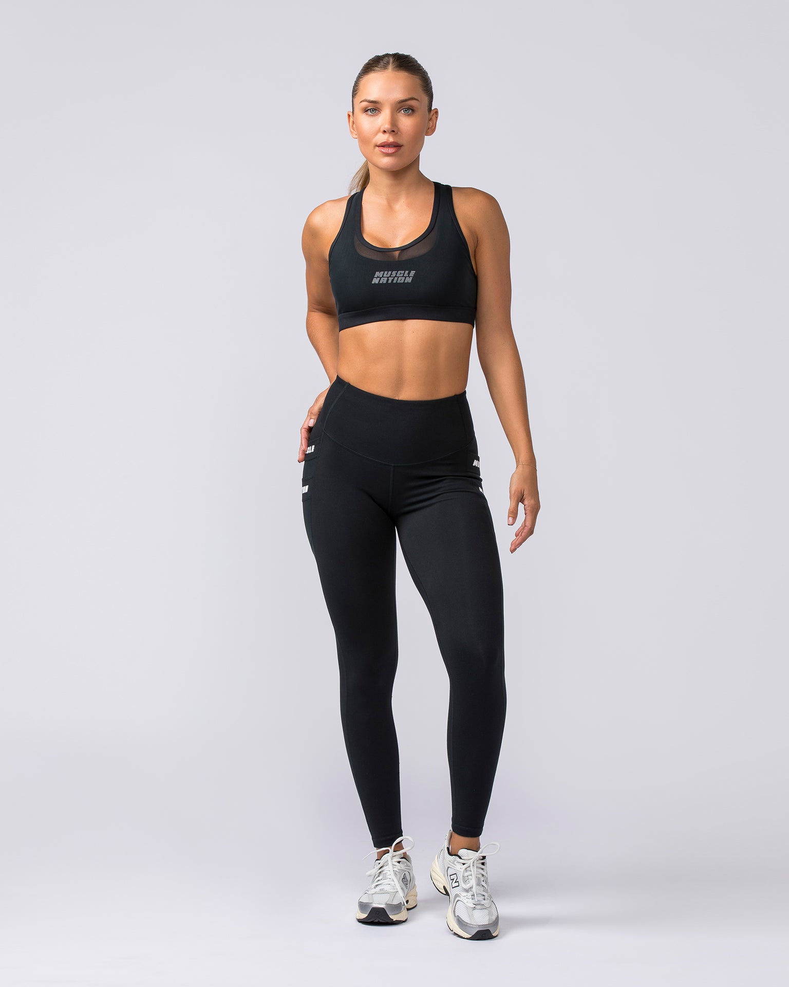 Amplify Pocket Ankle Length Leggings - Black-Leggings-XXS-112371BLK-XXS-MNAPPRL27668-8-Muscle Nation