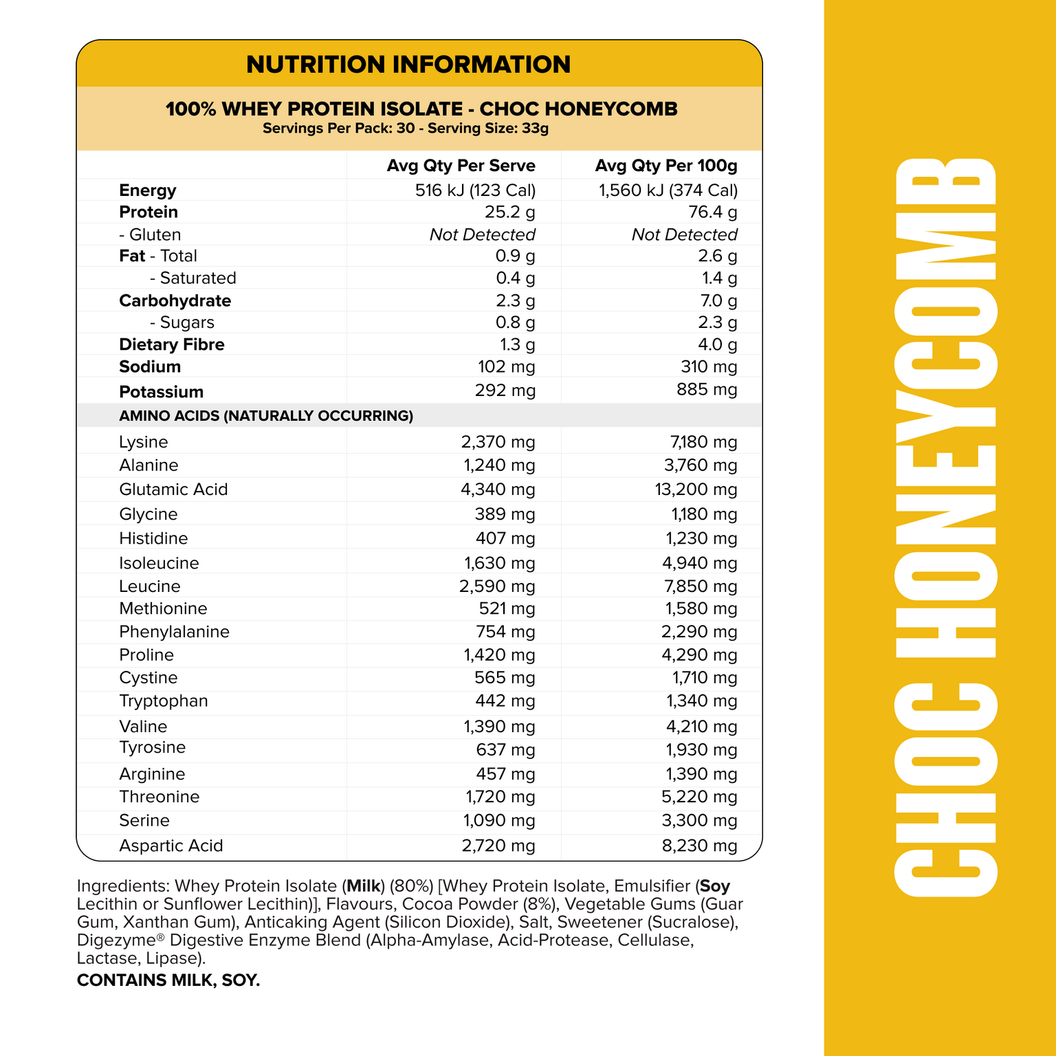 WHEY Protein Isolate - Choc Honeycomb - 30 serves-Whey Protein Powders-MNSUPPS0398-9359054002708-3-Muscle Nation