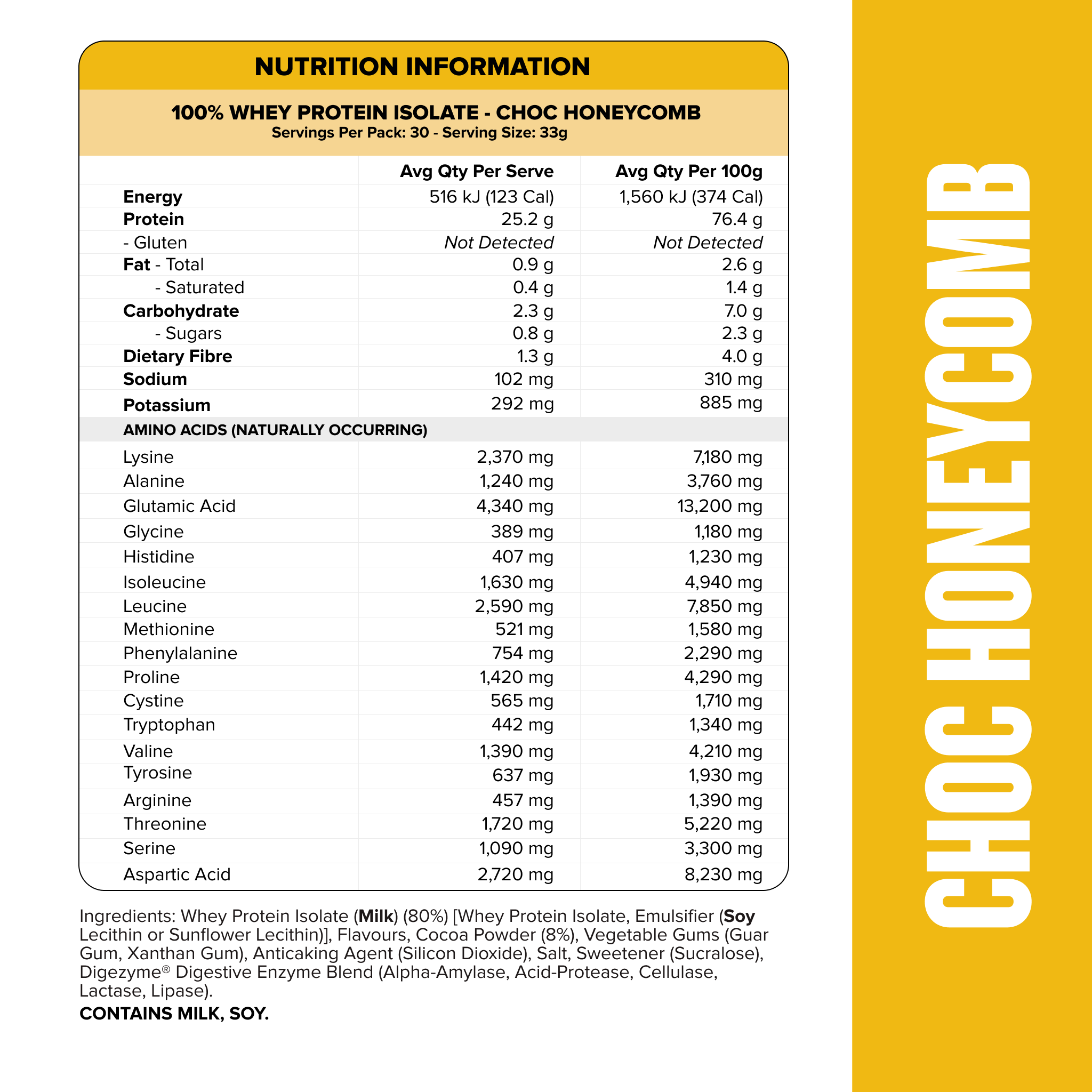 WHEY Protein Isolate - Choc Honeycomb - 30 serves-Whey Protein Powders-MNSUPPS0398-9359054002708-3-Muscle Nation